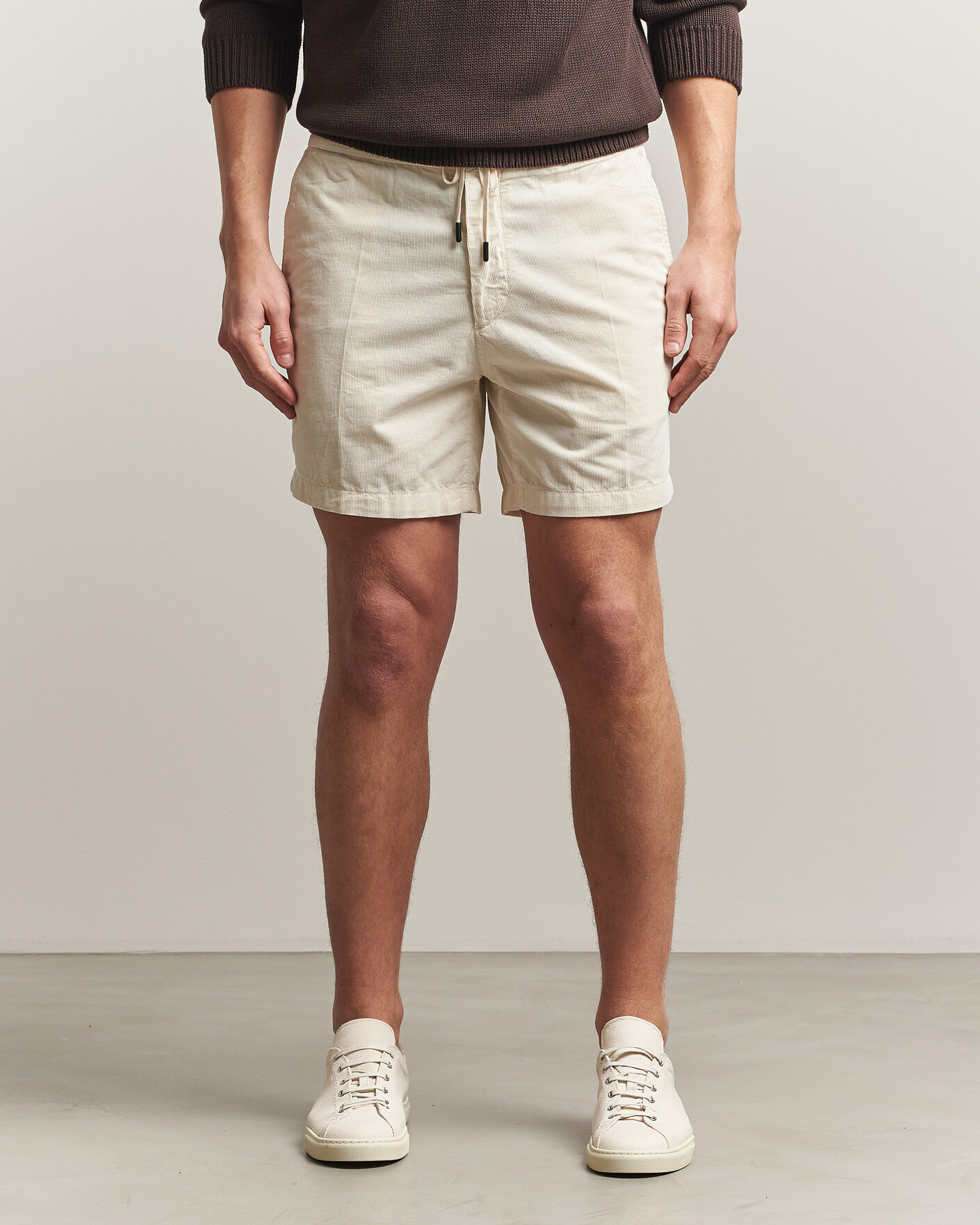 Hombres | Pantalones cortos | Incotex | Baby Corduroy Drawstring Shorts Off White