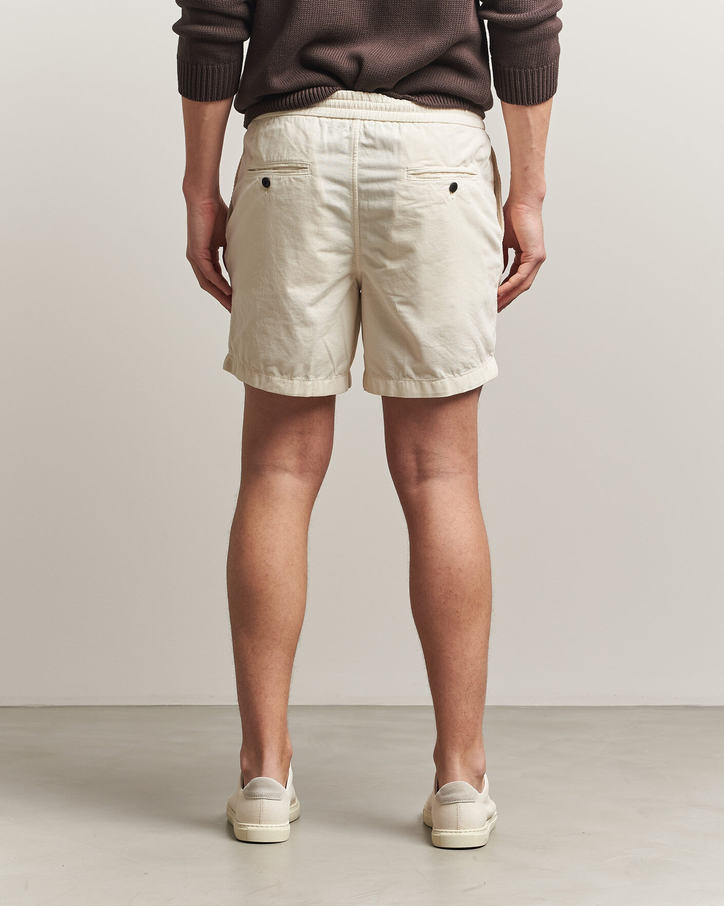 Hombres | Pantalones cortos | Incotex | Baby Corduroy Drawstring Shorts Off White