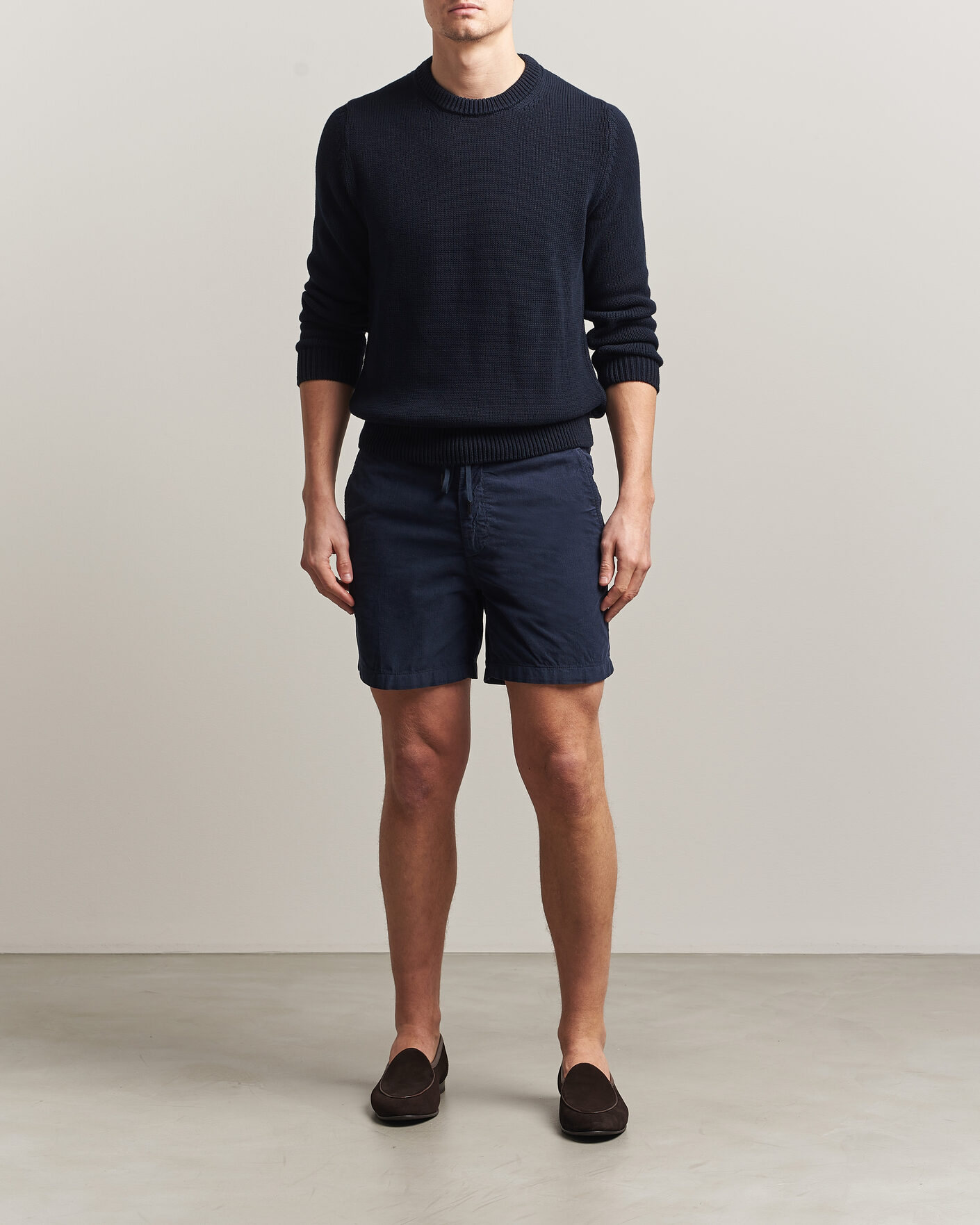 Hombres | Pantalones cortos | Incotex | Baby Corduroy Drawstring Shorts Navy