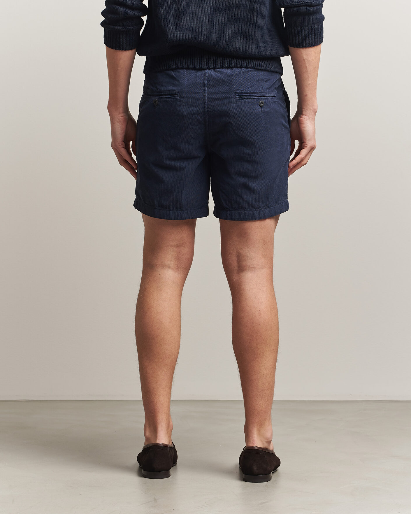 Hombres | Pantalones cortos | Incotex | Baby Corduroy Drawstring Shorts Navy