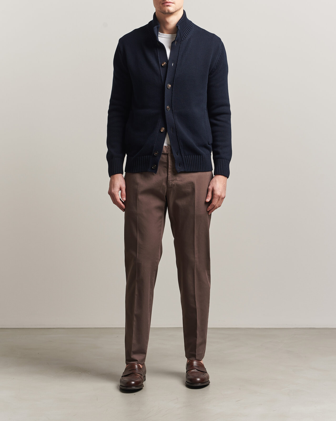 Hombres | Pantalones | Incotex | Slim Fit Comfort Chinos Dark Brown