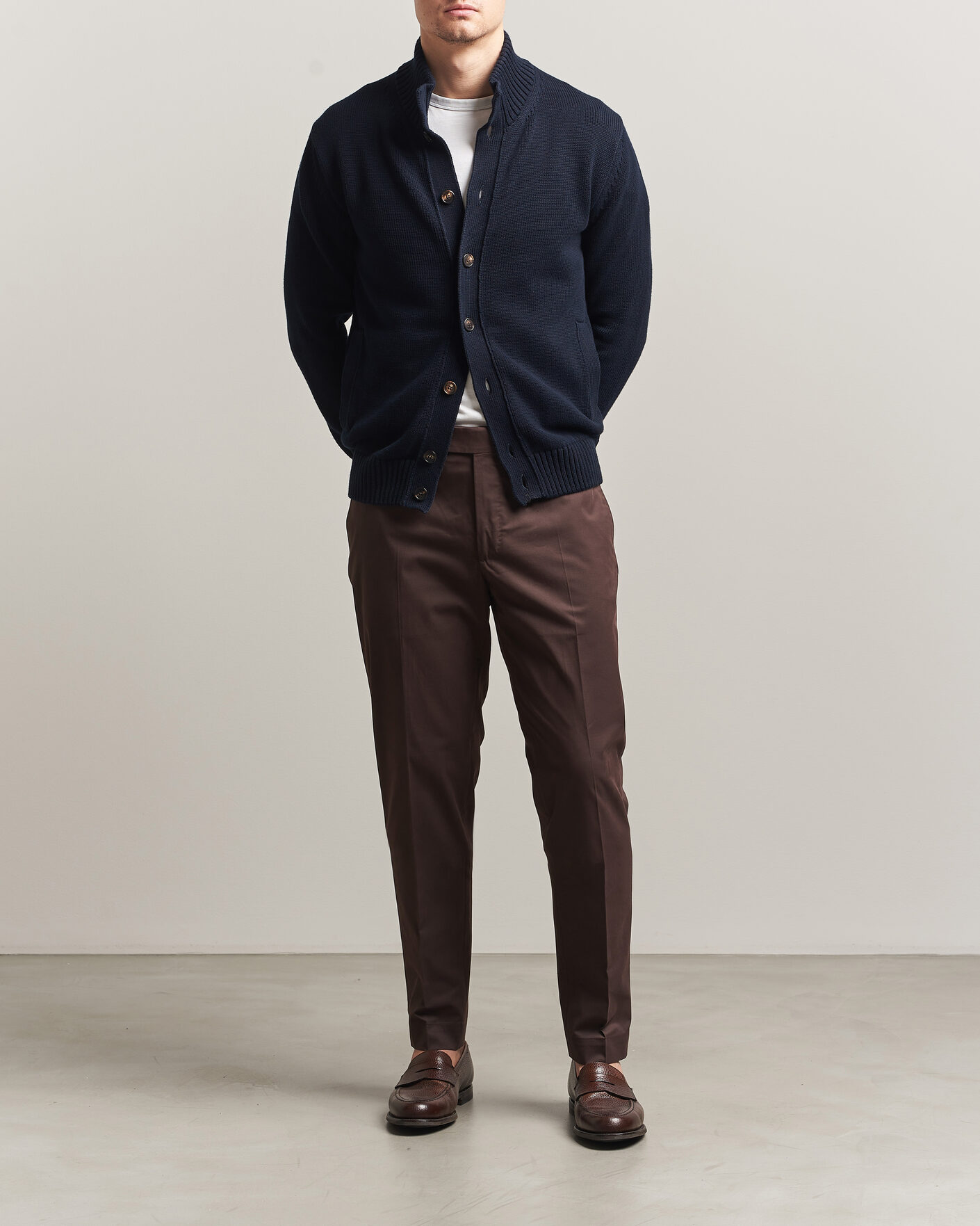 Hombres | Pantalones | Incotex | Regular Fit Flexgab Cotton Chinos Dark Brown