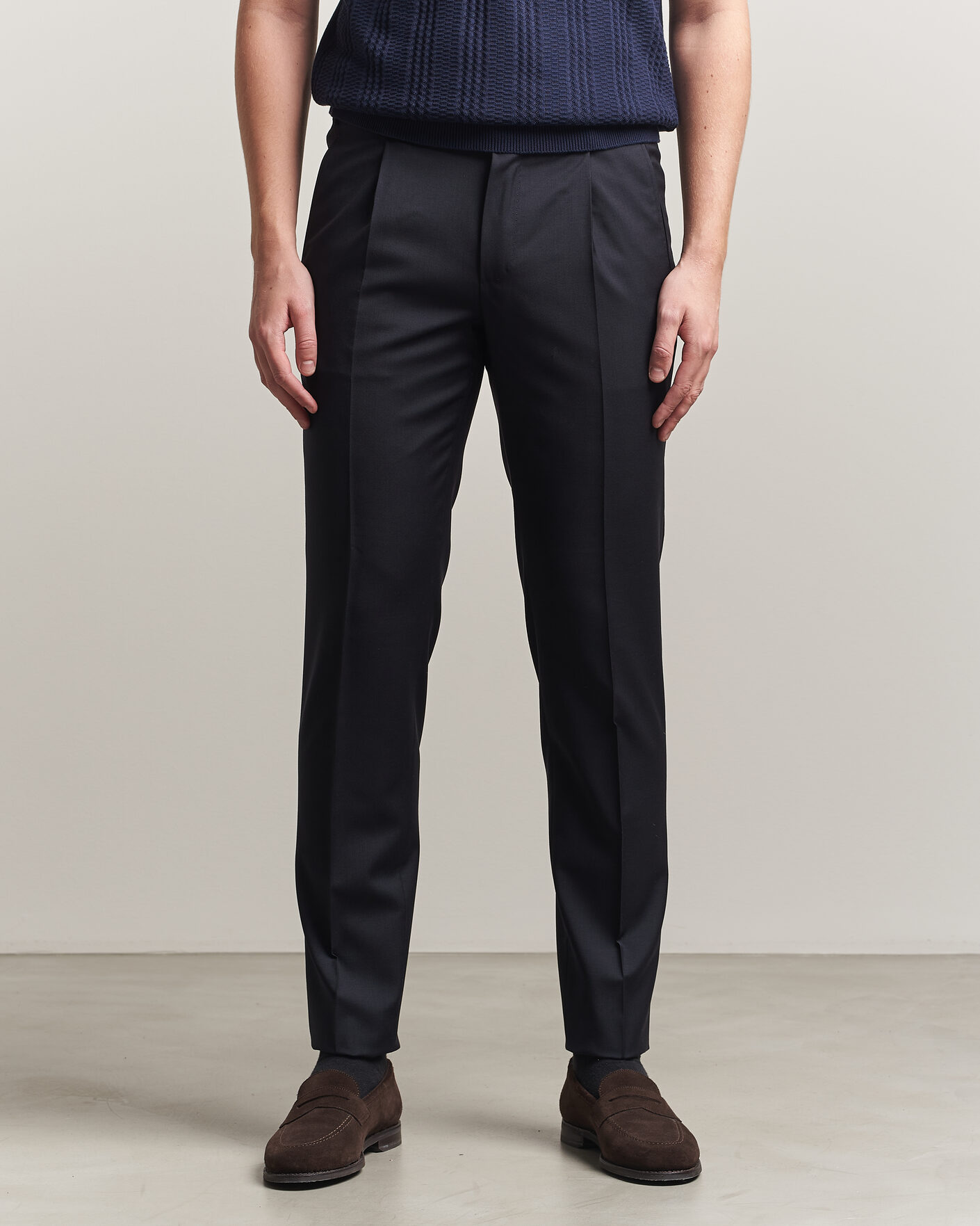 Hombres | Pantalones | Incotex | Regular Fit Super 100s Wool Pants Blue