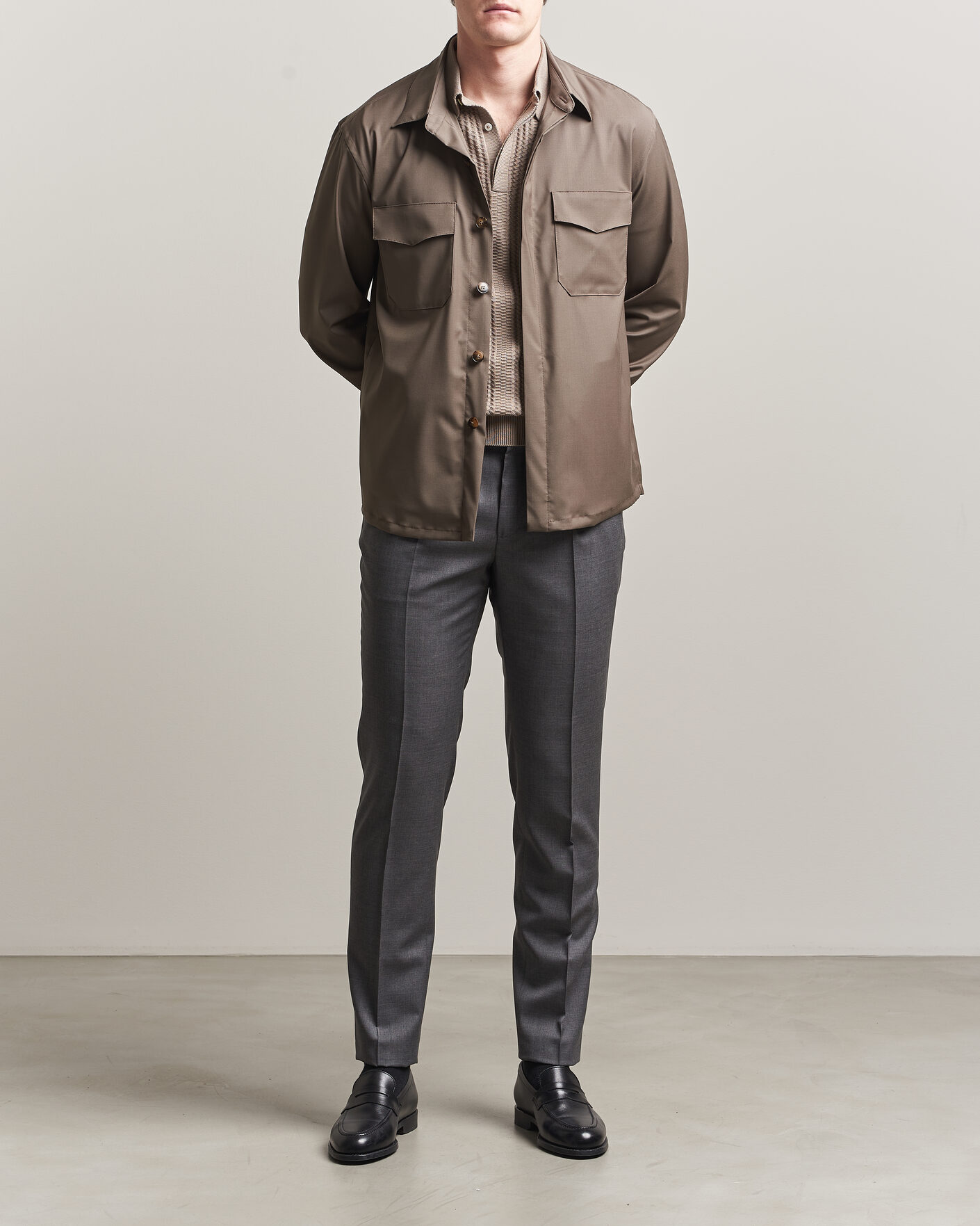 Hombres | Pantalones | Incotex | Regular Fit Super 100s Wool Pants Grey Melange