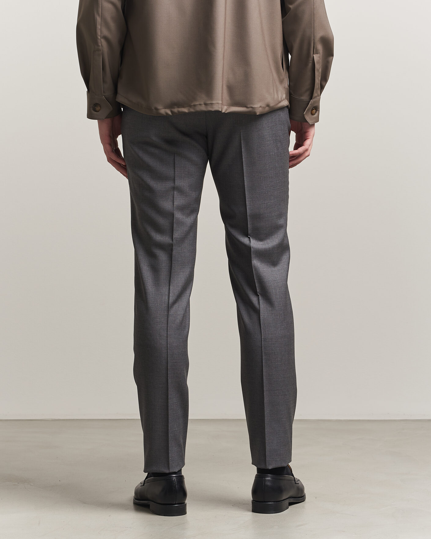 Hombres | Pantalones | Incotex | Regular Fit Super 100s Wool Pants Grey Melange