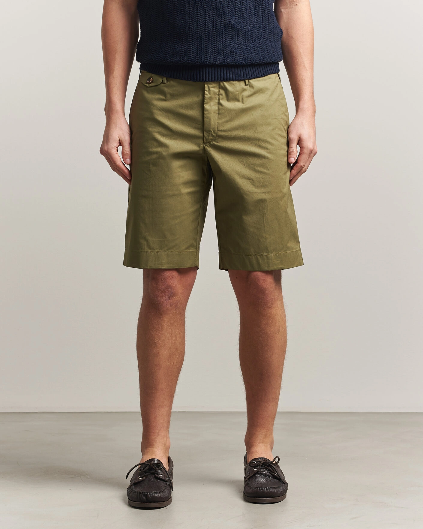 Hombres | Pantalones cortos | Incotex | Cotton Poplin Shorts Olive