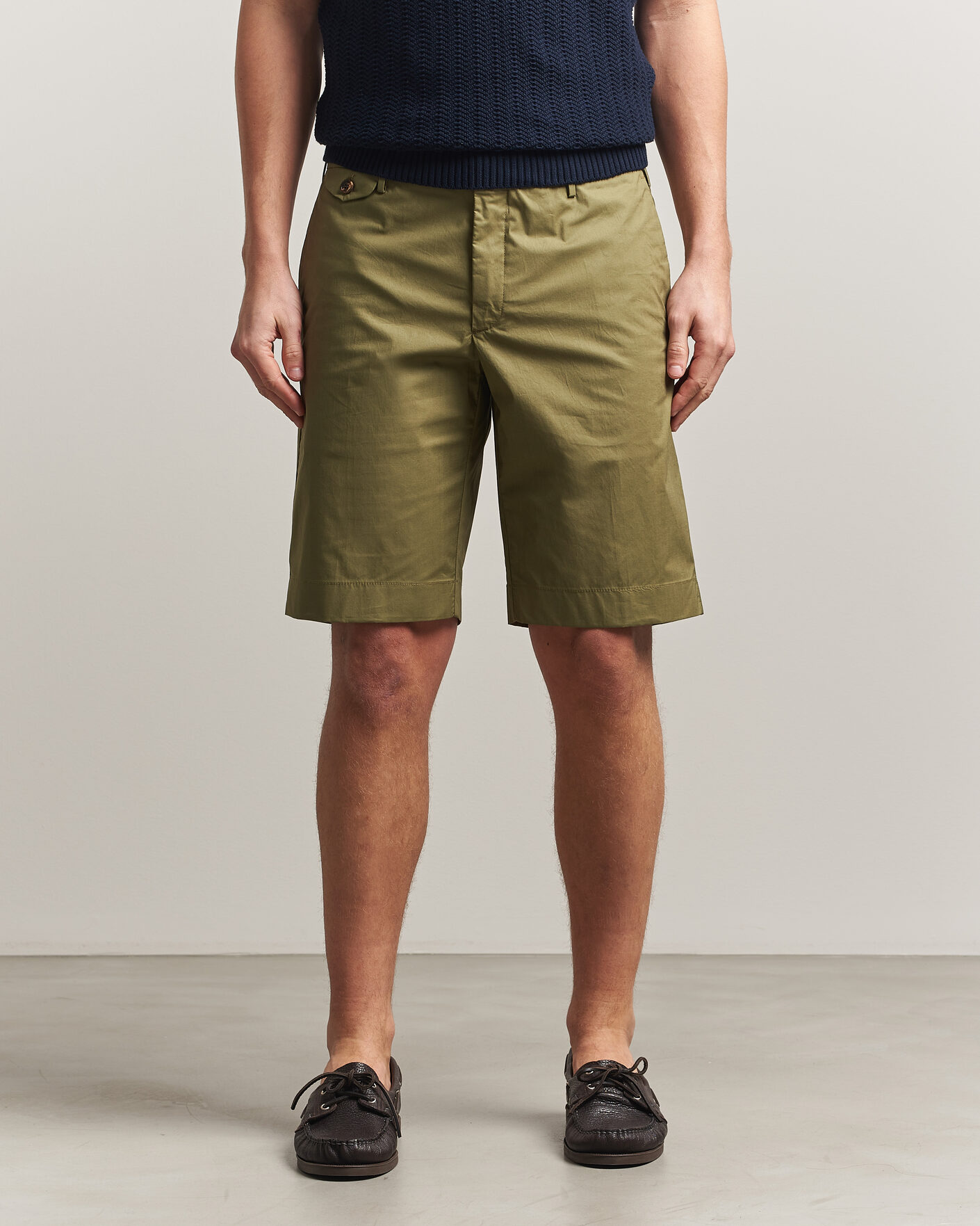 Hombres | Pantalones cortos | Incotex | Cotton Poplin Shorts Olive