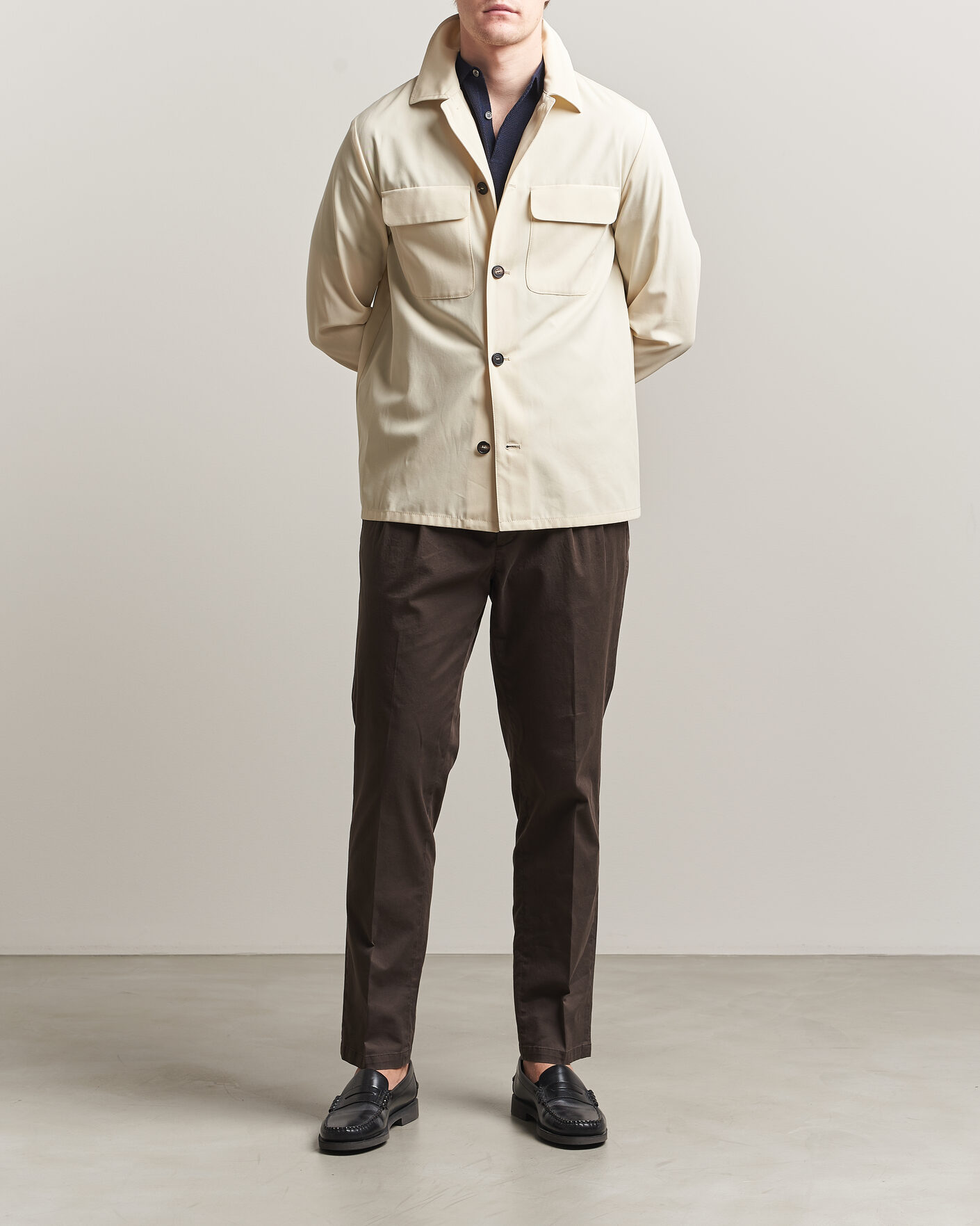 Hombres | Camisas | Incotex | Ice Cotton Twill Overshirt Natural