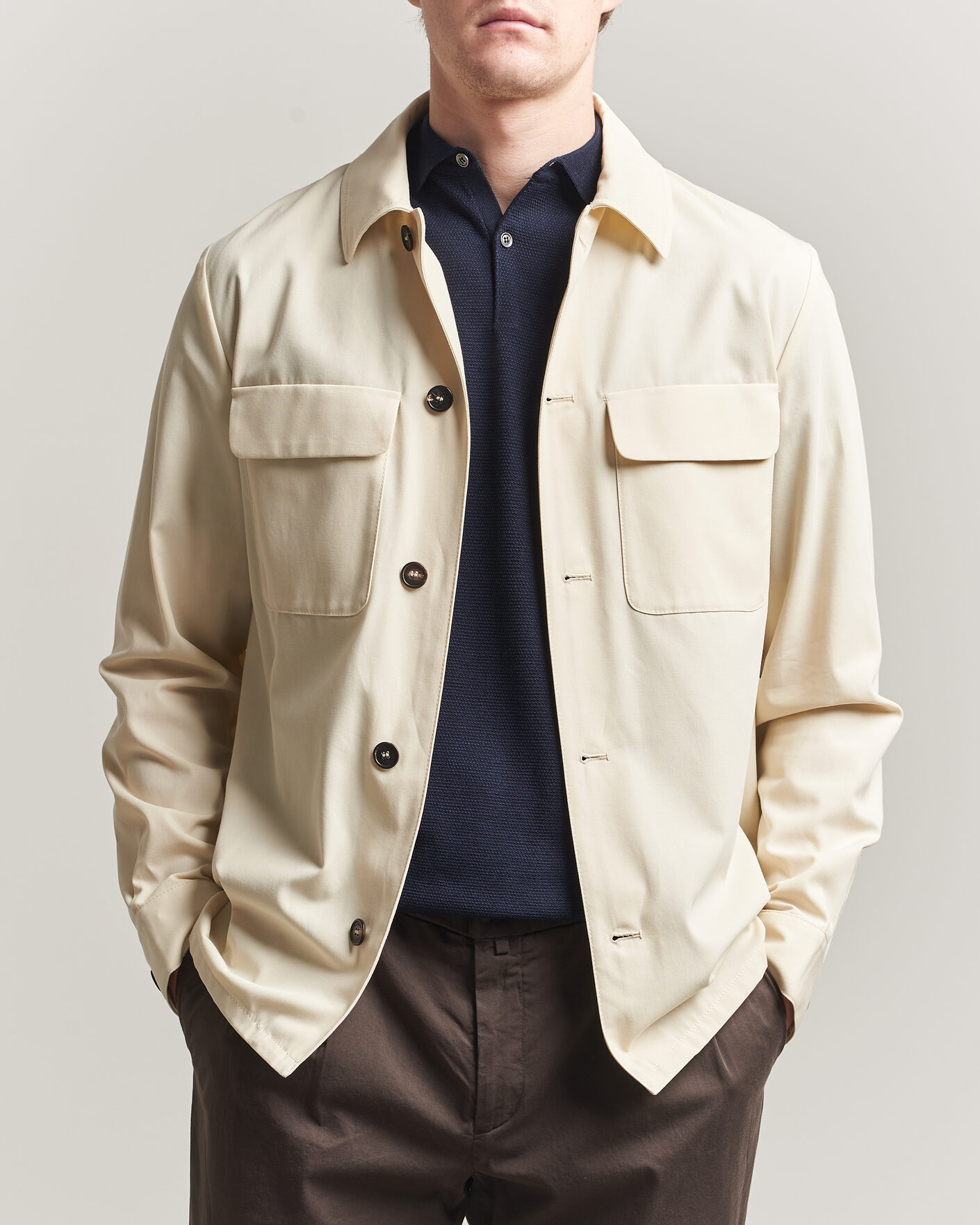 Hombres | Camisas | Incotex | Ice Cotton Twill Overshirt Natural