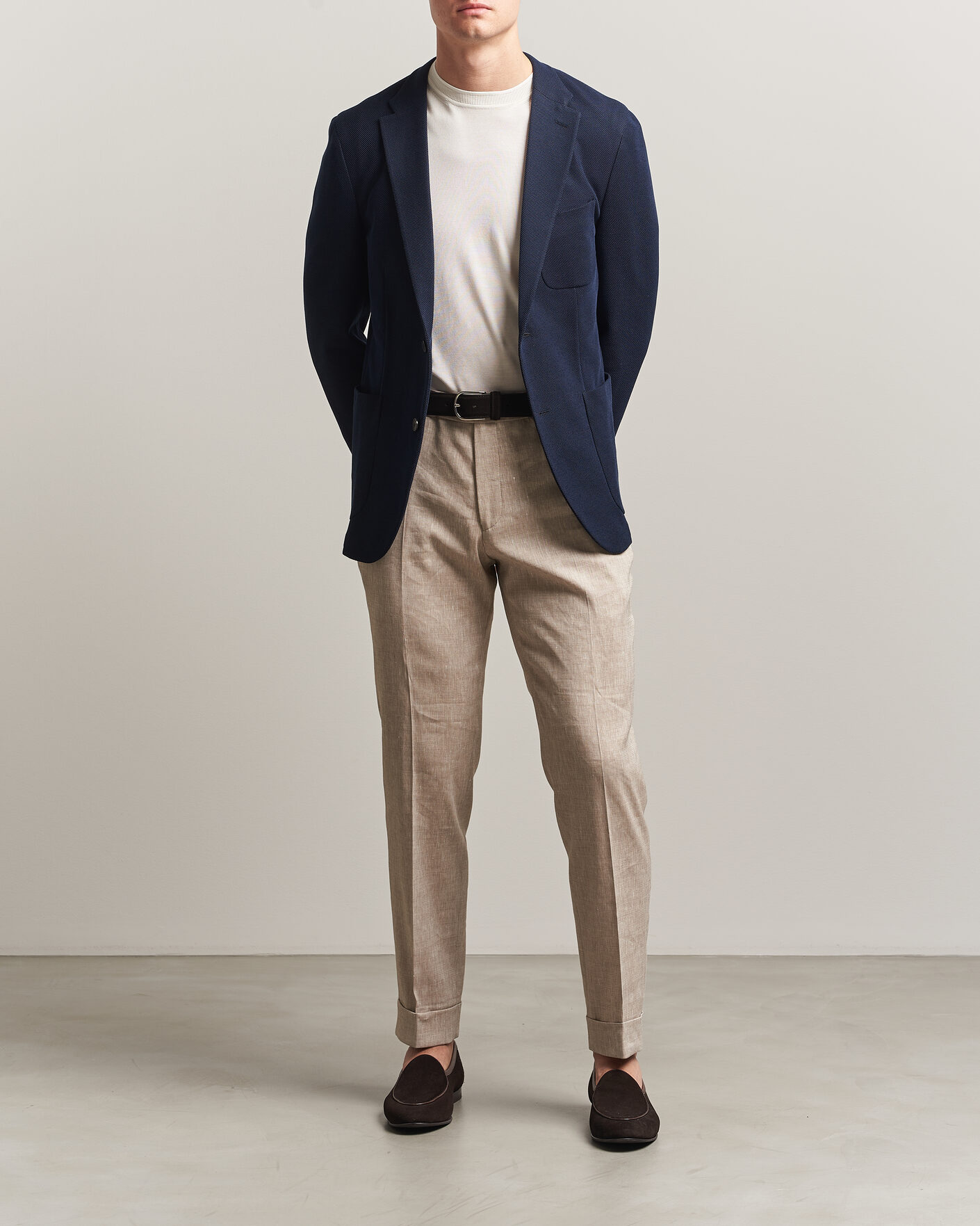 Hombres | Blazers | Incotex | Unconstructed Jersey Blazer Navy