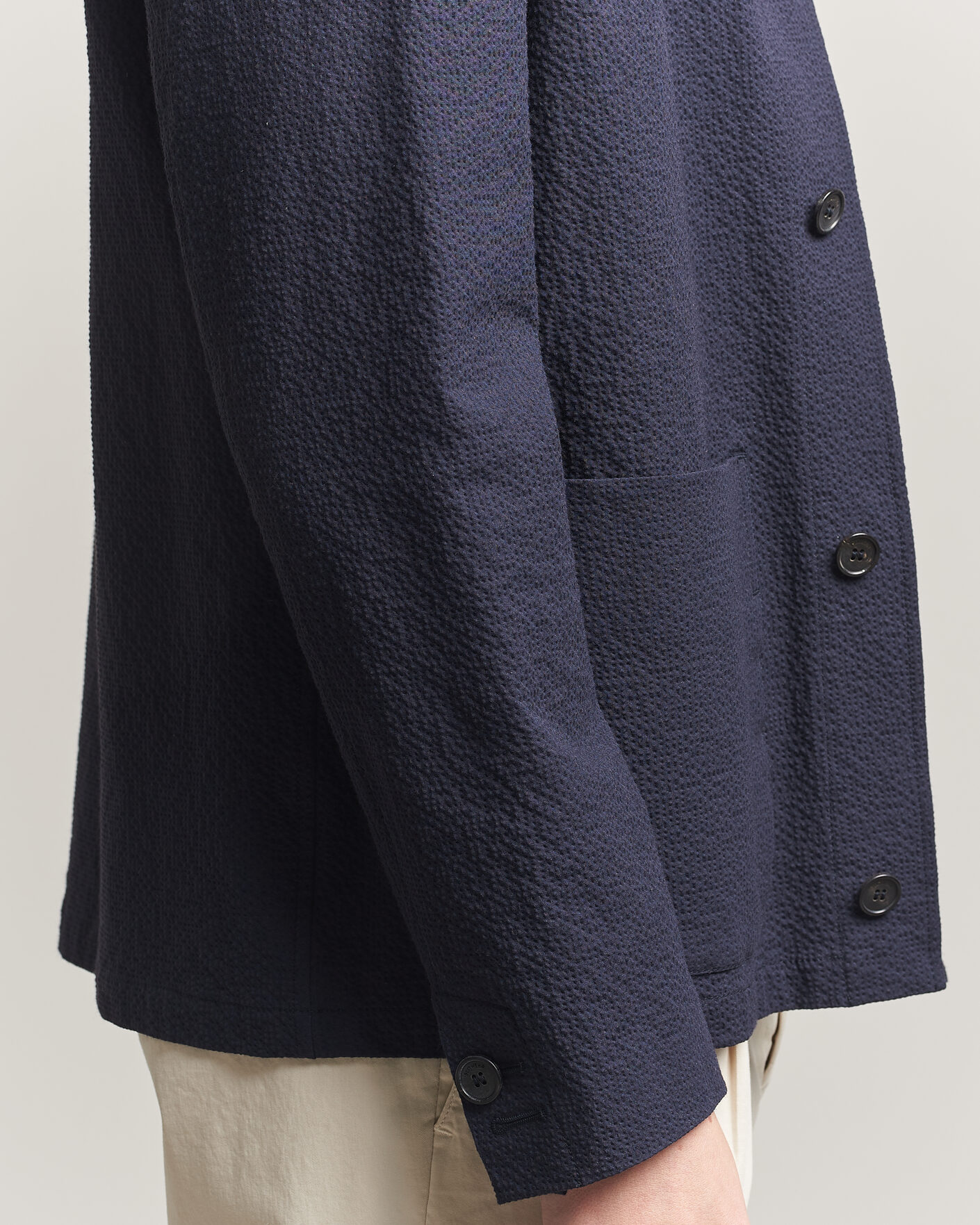Hombres | Abrigos y chaquetas | Incotex | Seersucker Cotton/Silk Chore Jacket Navy