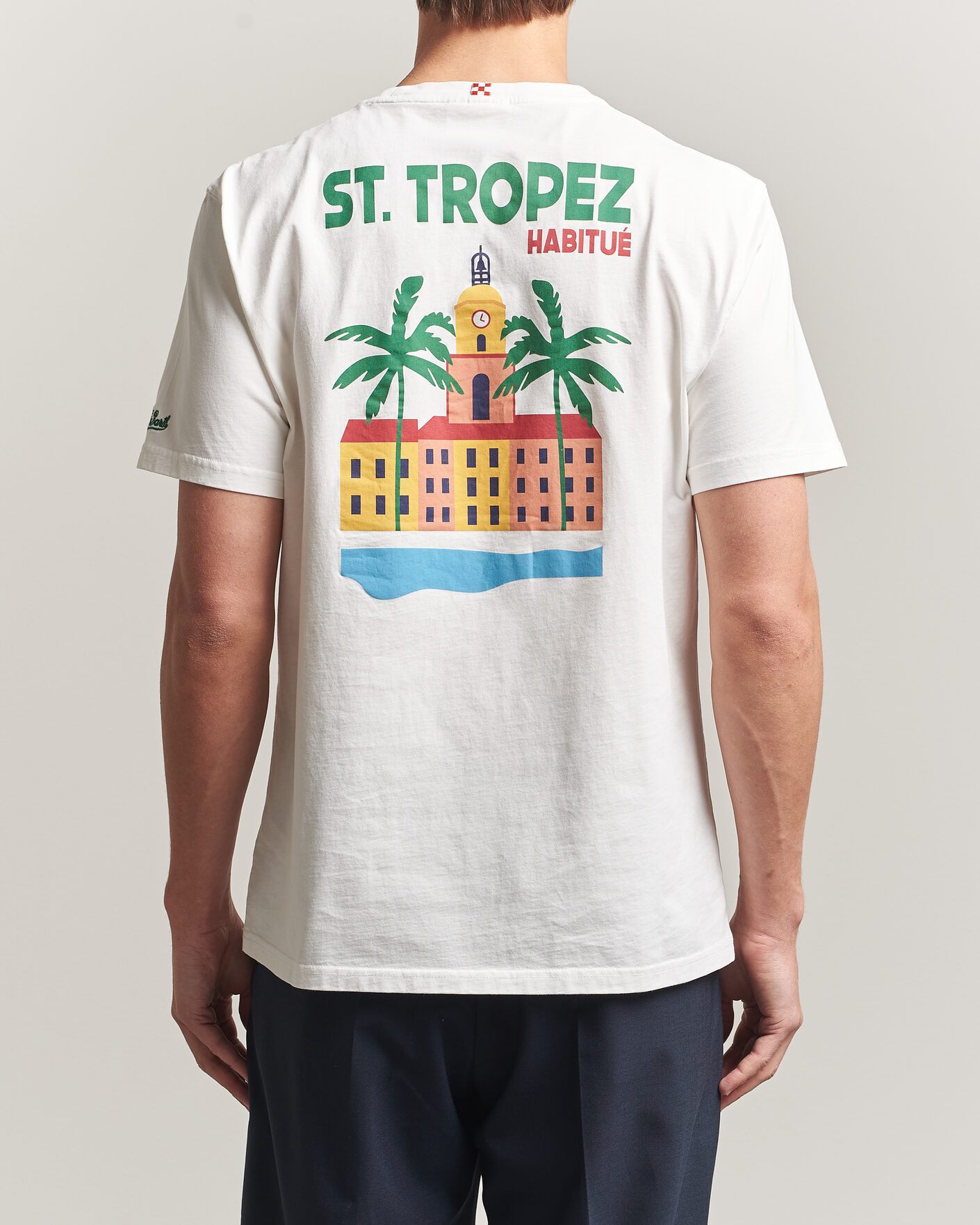 Hombres | Camisetas | MC2 Saint Barth | Back Printed Cotton T-Shirt St Tropez Sun