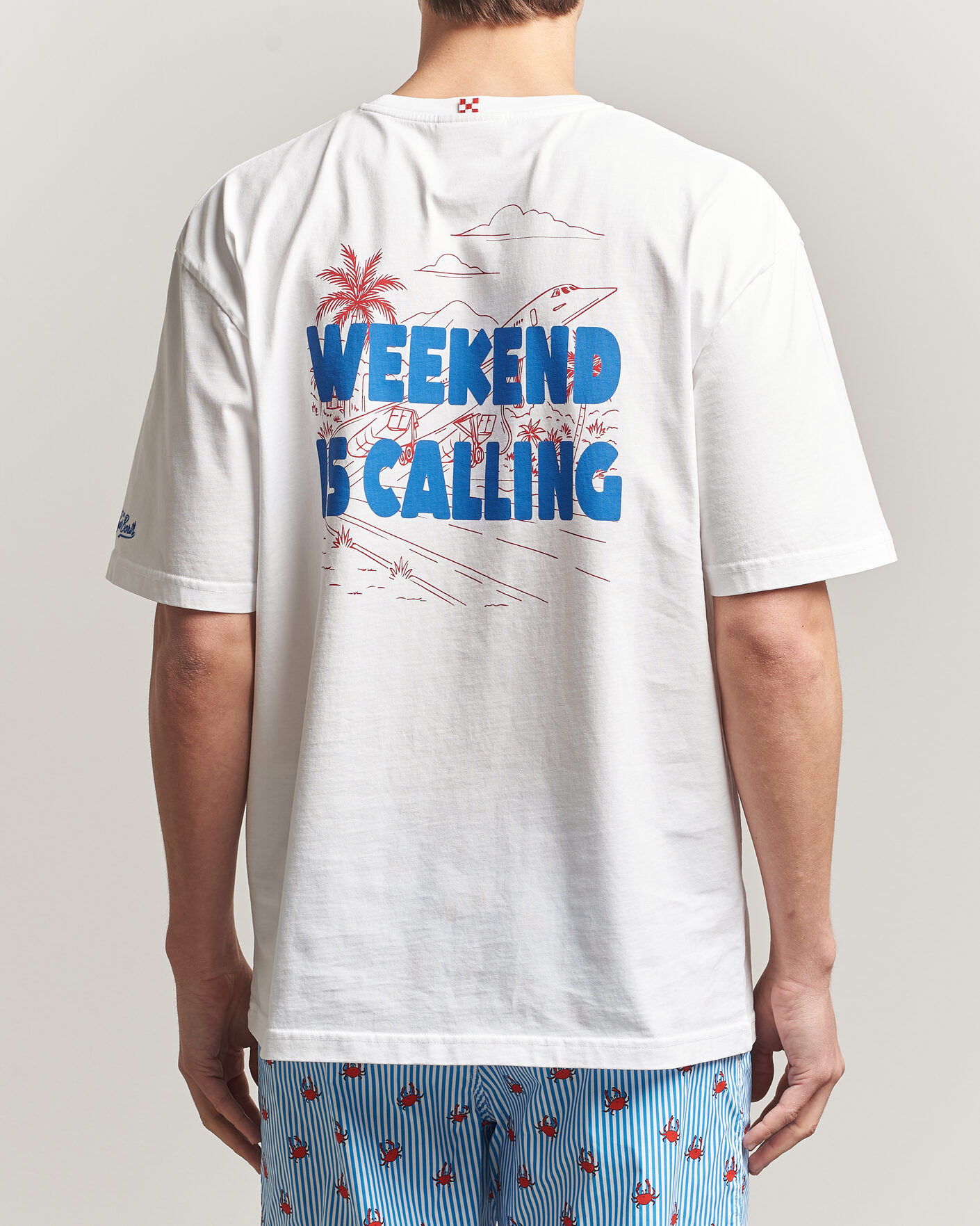 Hombres | Camisetas | MC2 Saint Barth | Back Printed Cotton T-Shirt Weekend Jet