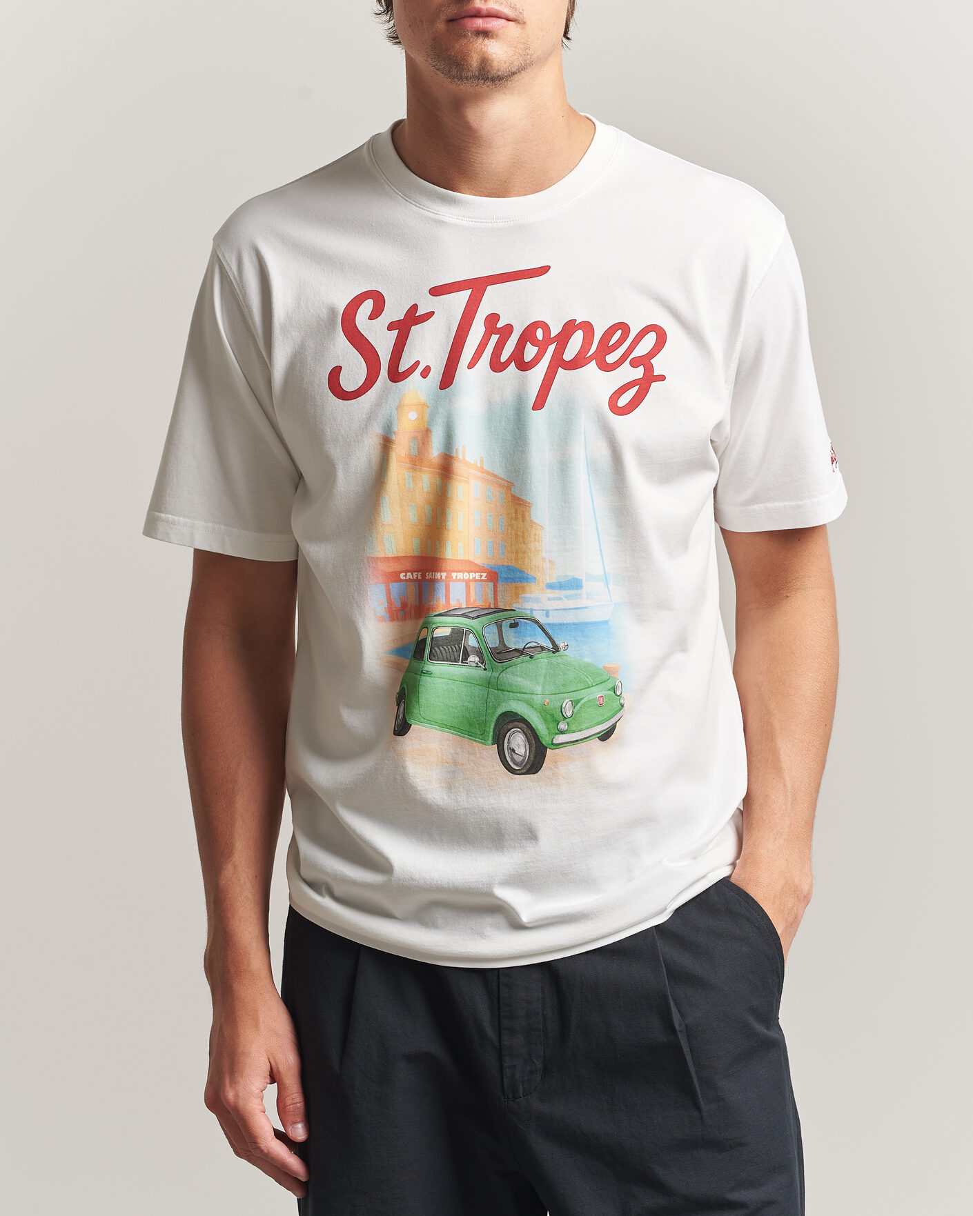 Hombres | Camisetas | MC2 Saint Barth | Printed Cotton T-Shirt St Tropez Car