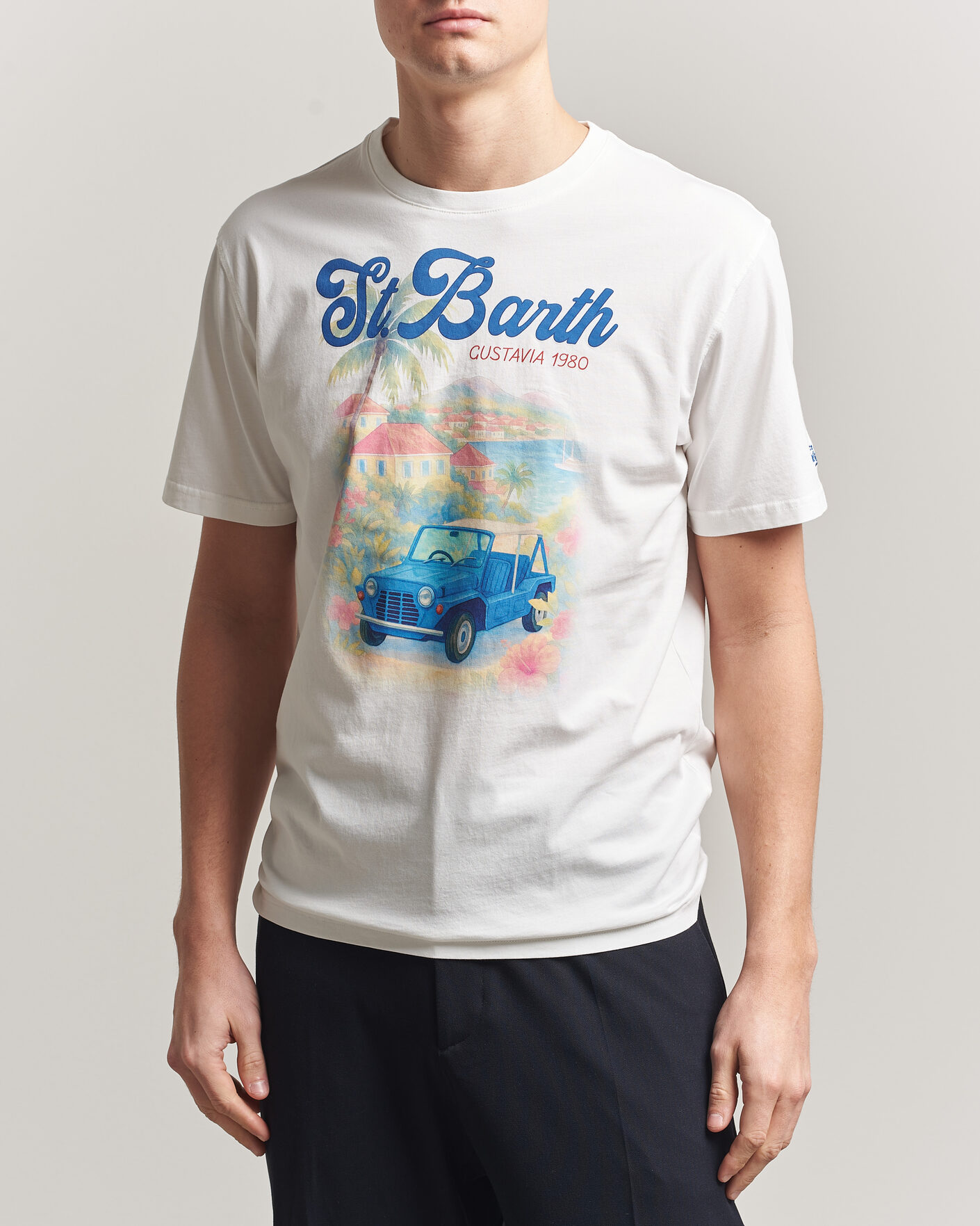 Hombres | Camisetas | MC2 Saint Barth | Printed Cotton T-Shirt Ibiscus Car