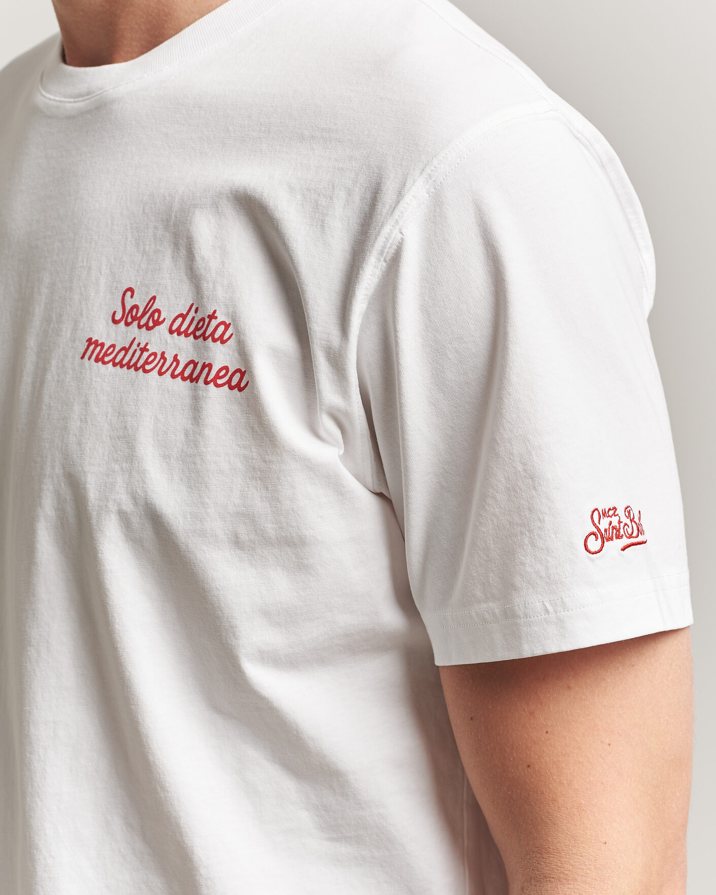 Hombres | Camisetas | MC2 Saint Barth | Back Printed Cotton T-Shirt Dieta Mediterranea