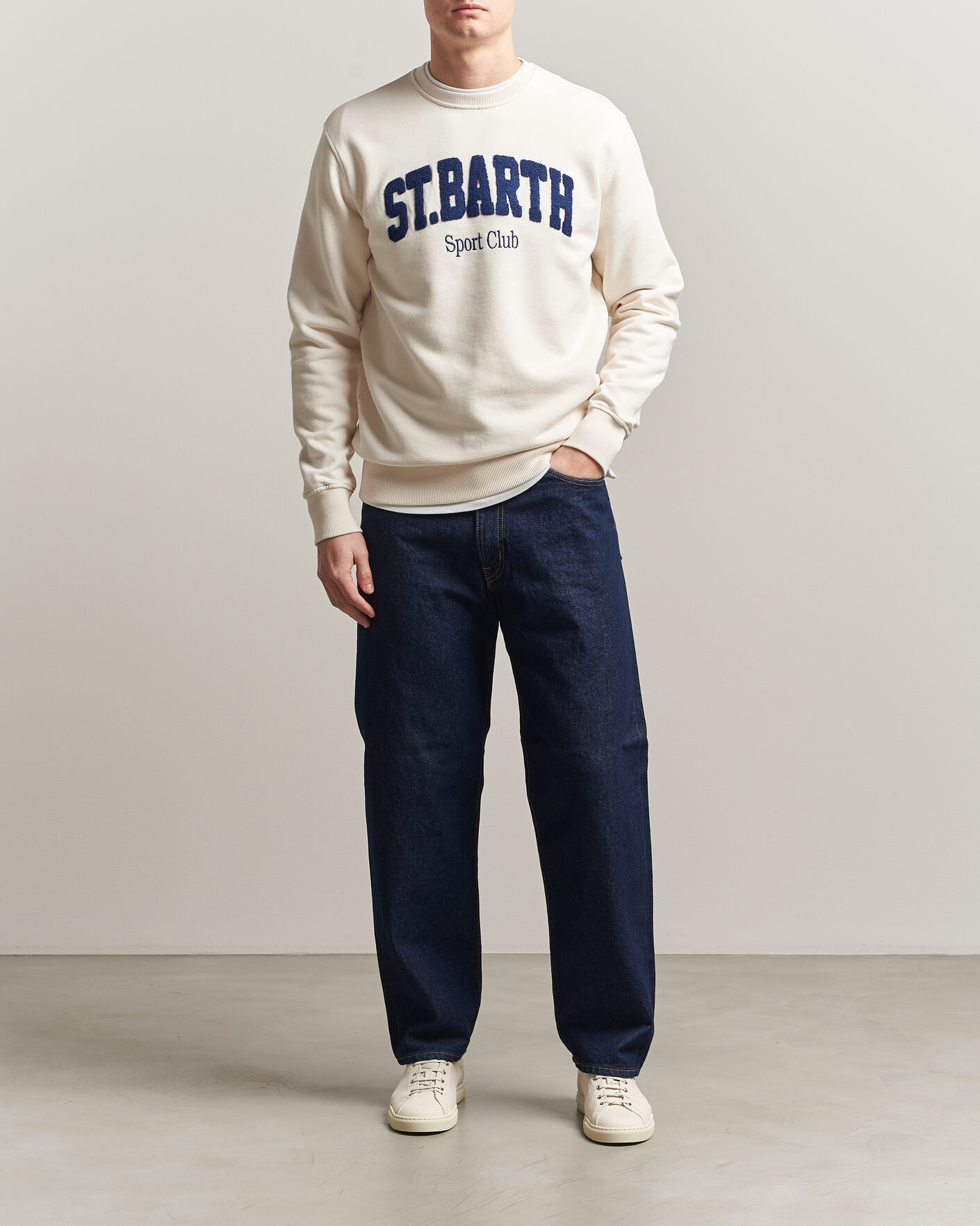 Hombres | Jerséis y prendas de punto | MC2 Saint Barth | Terry Cotton Logo Sweatshirt Off White
