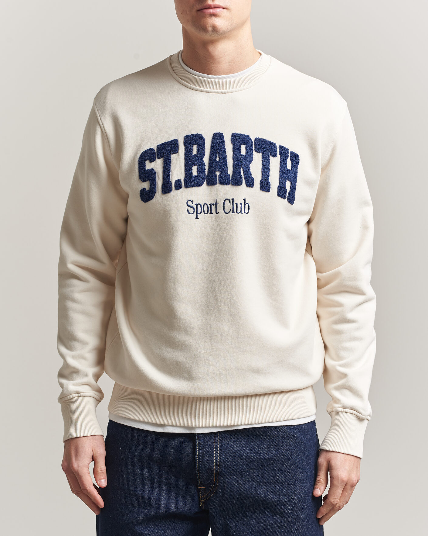 Hombres | Jerséis y prendas de punto | MC2 Saint Barth | Terry Cotton Logo Sweatshirt Off White