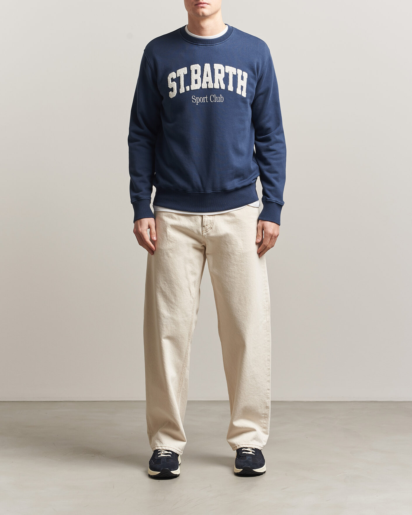 Hombres | Jerséis y prendas de punto | MC2 Saint Barth | Terry Cotton Logo Sweatshirt Navy