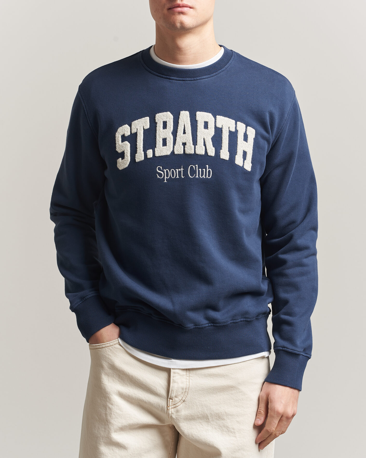 Hombres | Jerséis y prendas de punto | MC2 Saint Barth | Terry Cotton Logo Sweatshirt Navy