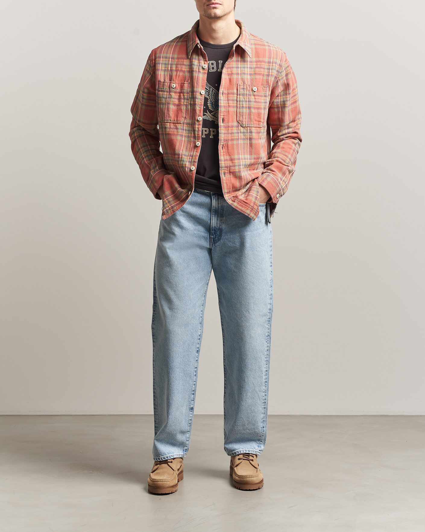 Hombres | Camisas | RRL | Cameron Double Pocket Shirt Red/Blue Check