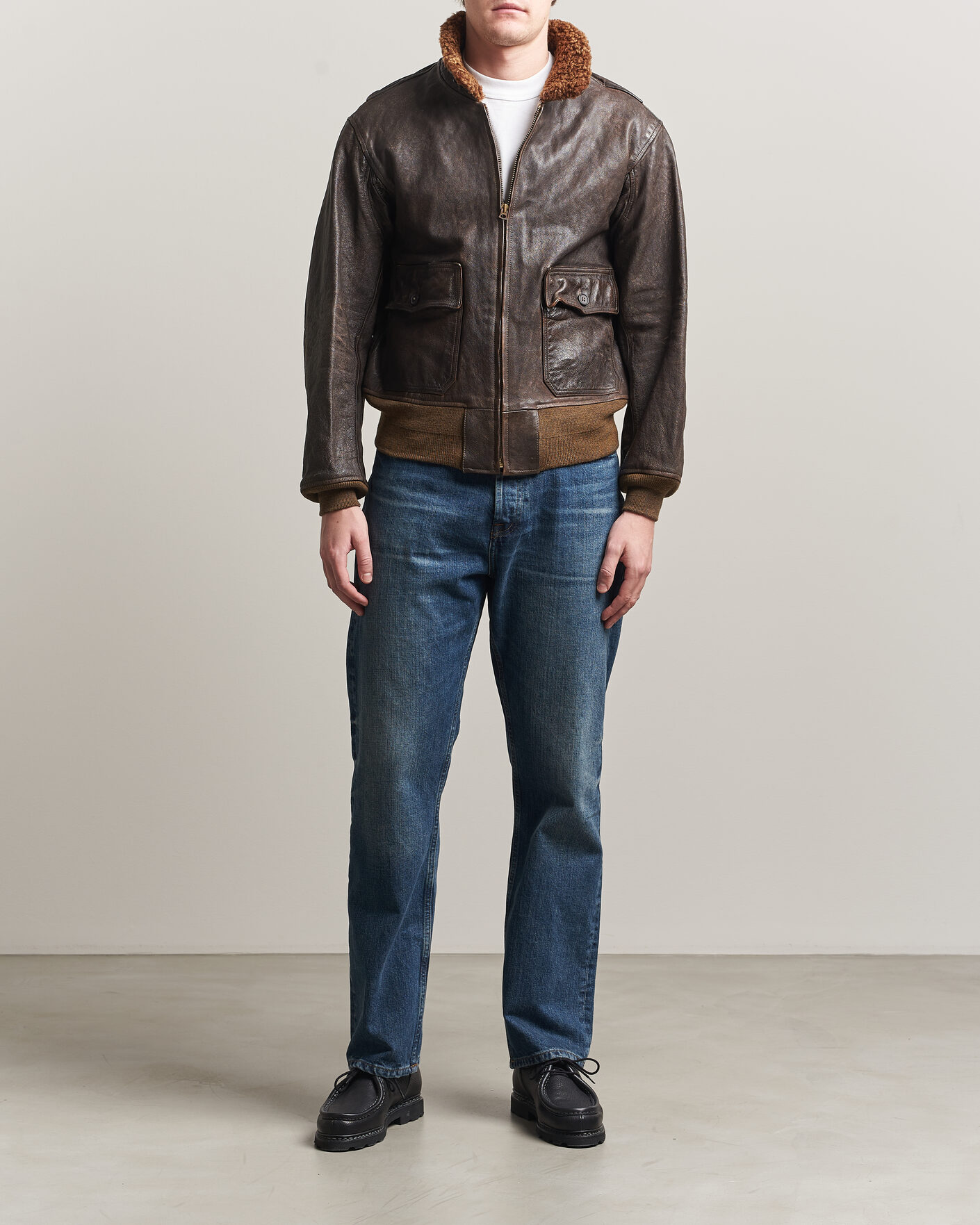 Hombres | Abrigos y chaquetas | RRL | Pratt Leather Jacket Vintage Brown