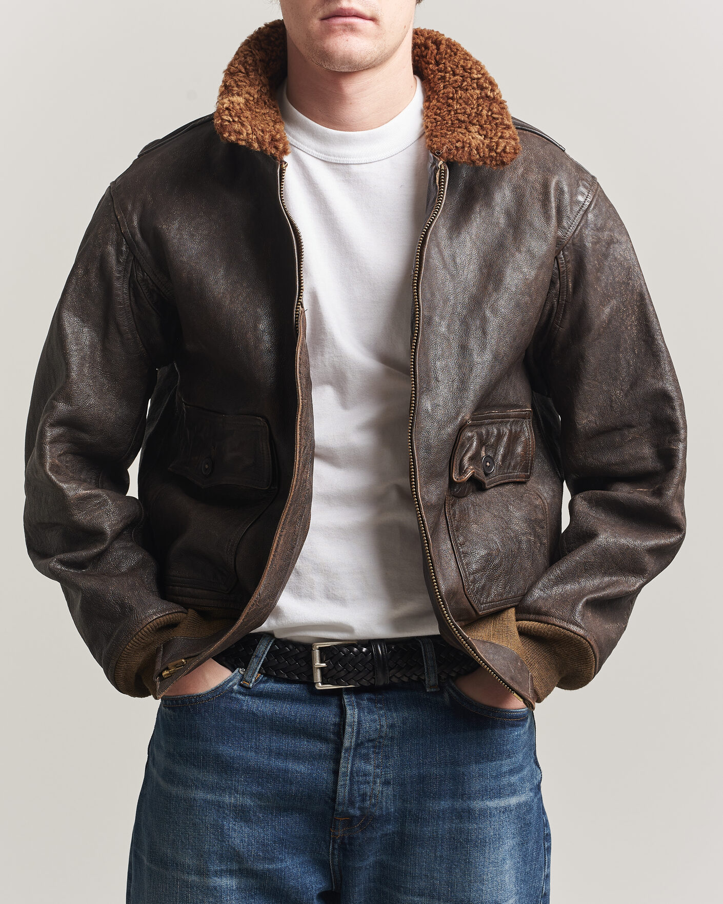 Hombres | Abrigos y chaquetas | RRL | Pratt Leather Jacket Vintage Brown