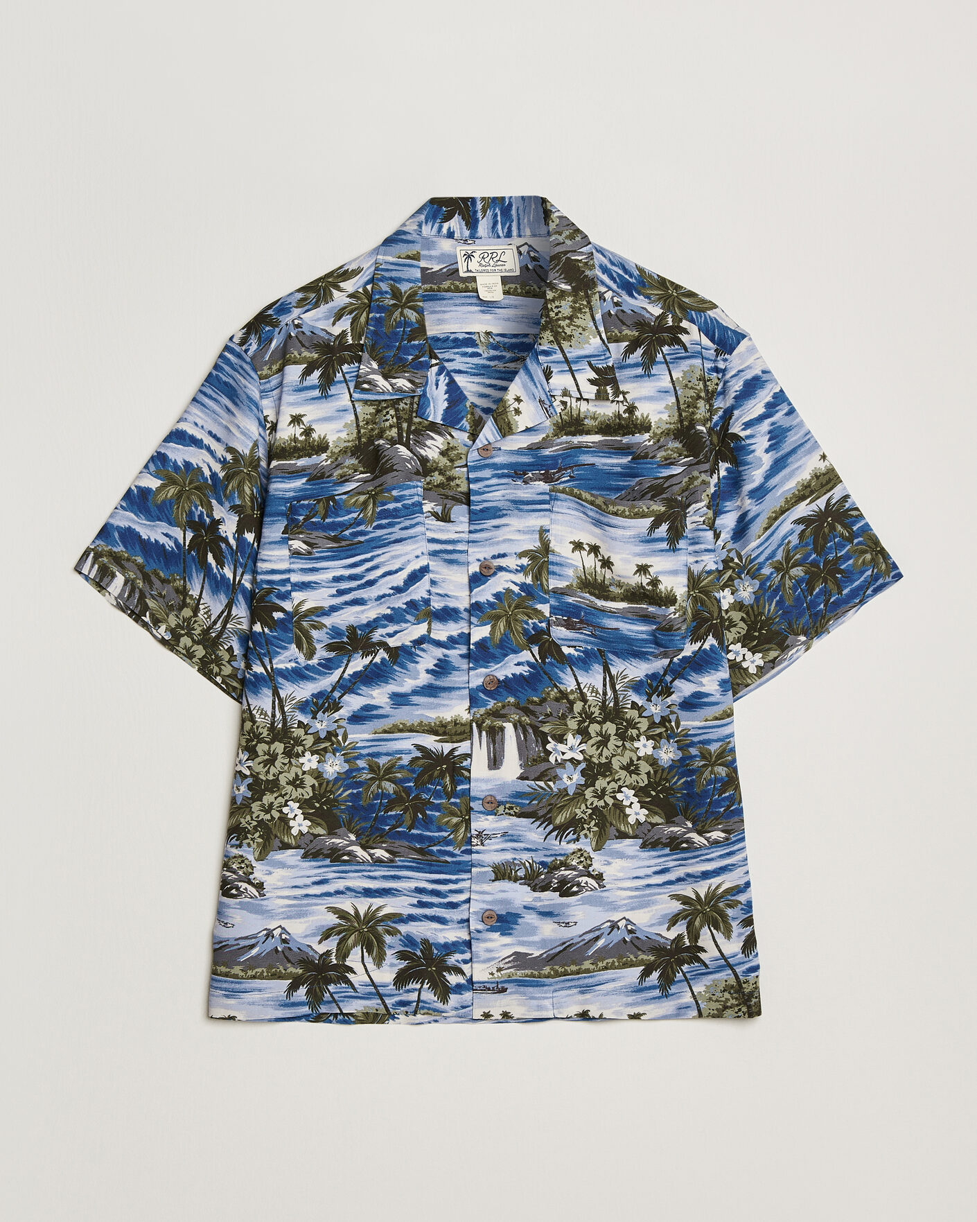 Hombres | Camisas | RRL | Printed Camp Shirt Blue