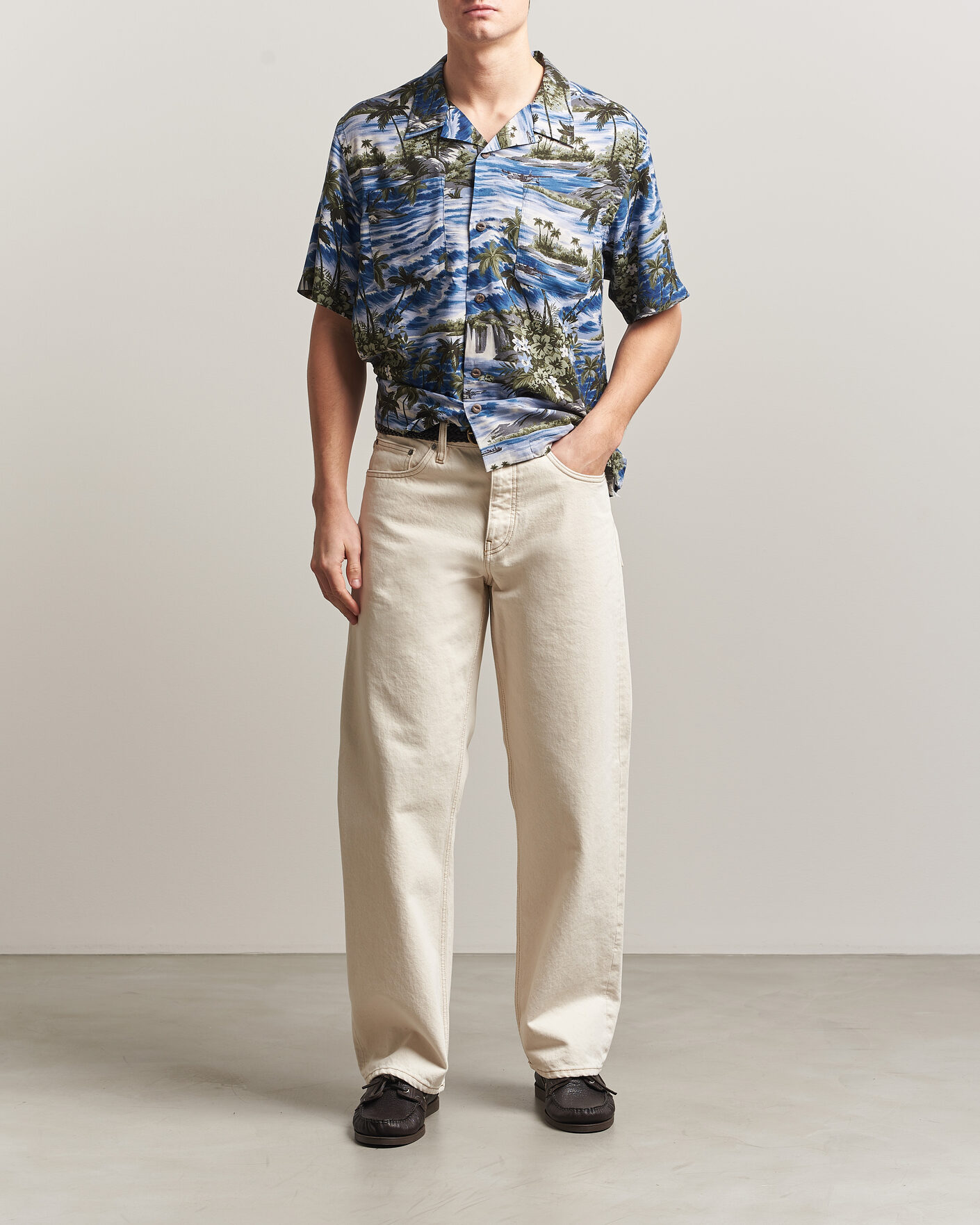 Hombres | Camisas | RRL | Printed Camp Shirt Blue