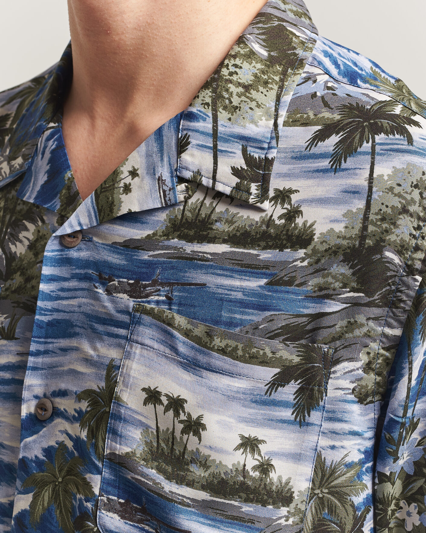 Hombres | Camisas | RRL | Printed Camp Shirt Blue