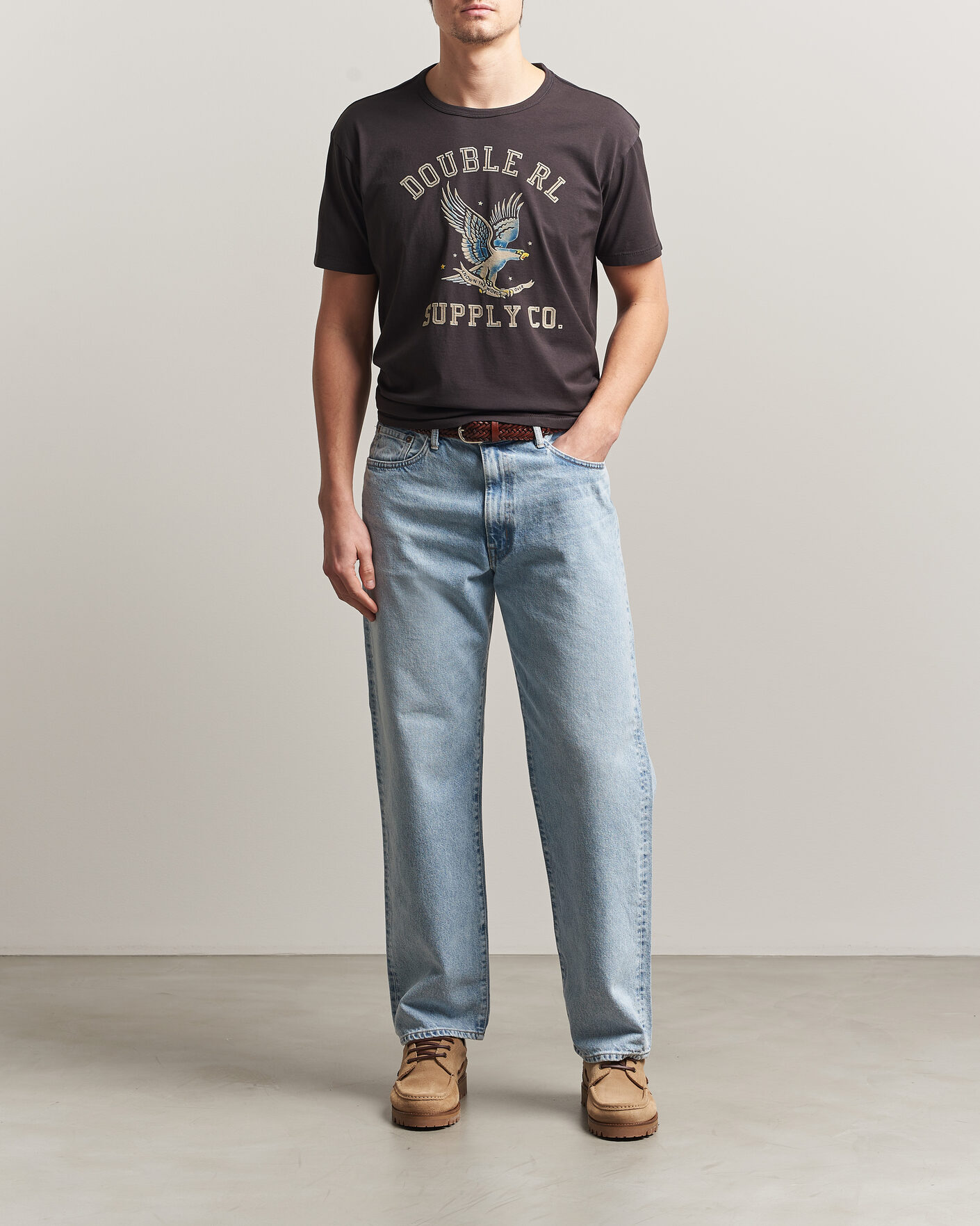 Hombres | Camisetas | RRL | Eagle Print Tee Faded Black