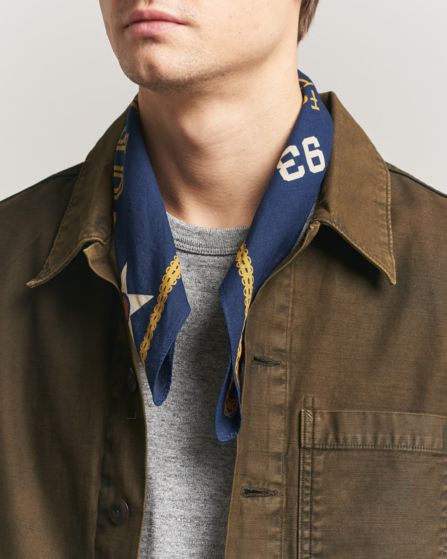 Hombres | Pañuelos de bolsillo | RRL | Surplus Bandana Indigo/Gold