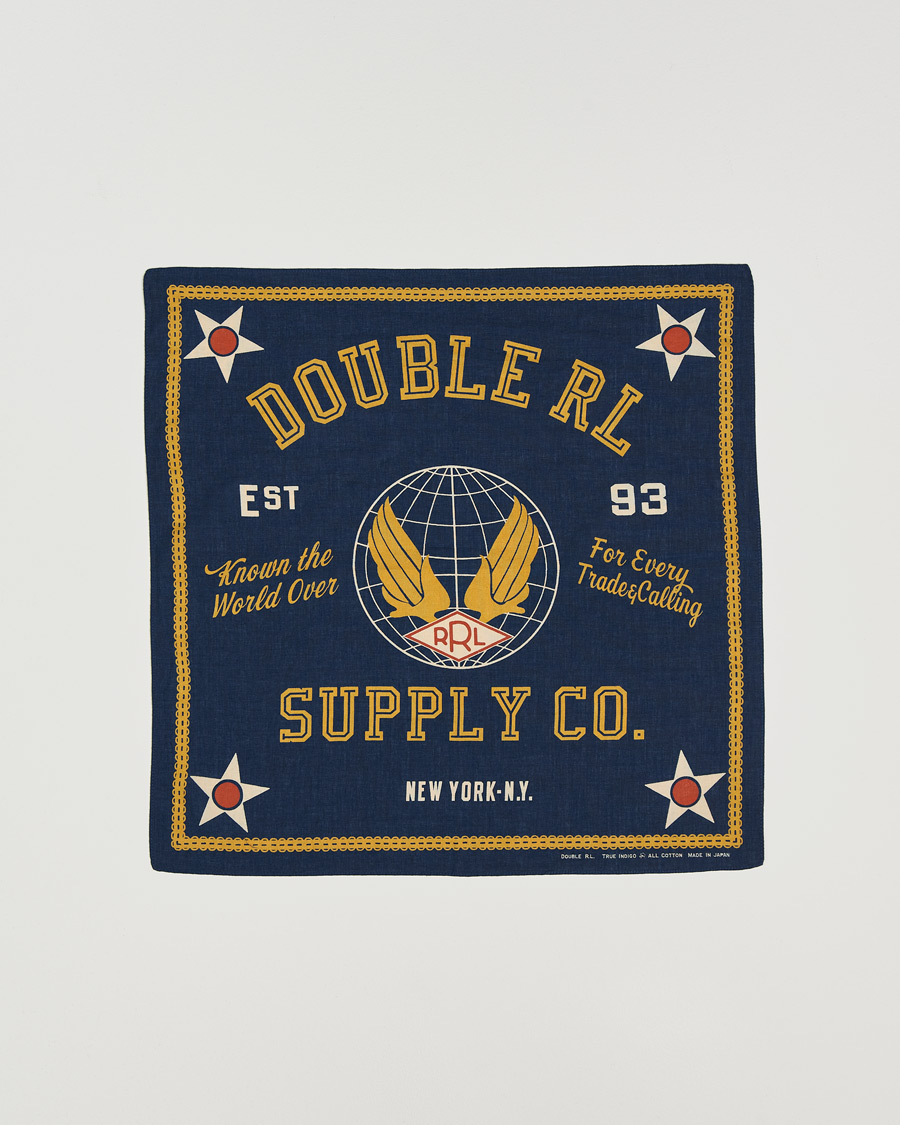 Hombres | Pañuelos de bolsillo | RRL | Surplus Bandana Indigo/Gold