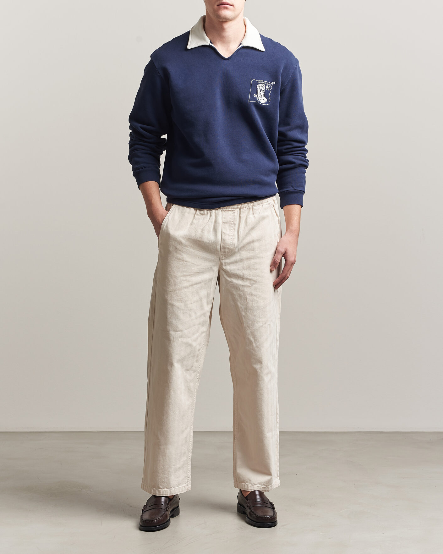 Hombres | Jerséis y prendas de punto | Palmes | Boot Open Rugby Shirt Navy
