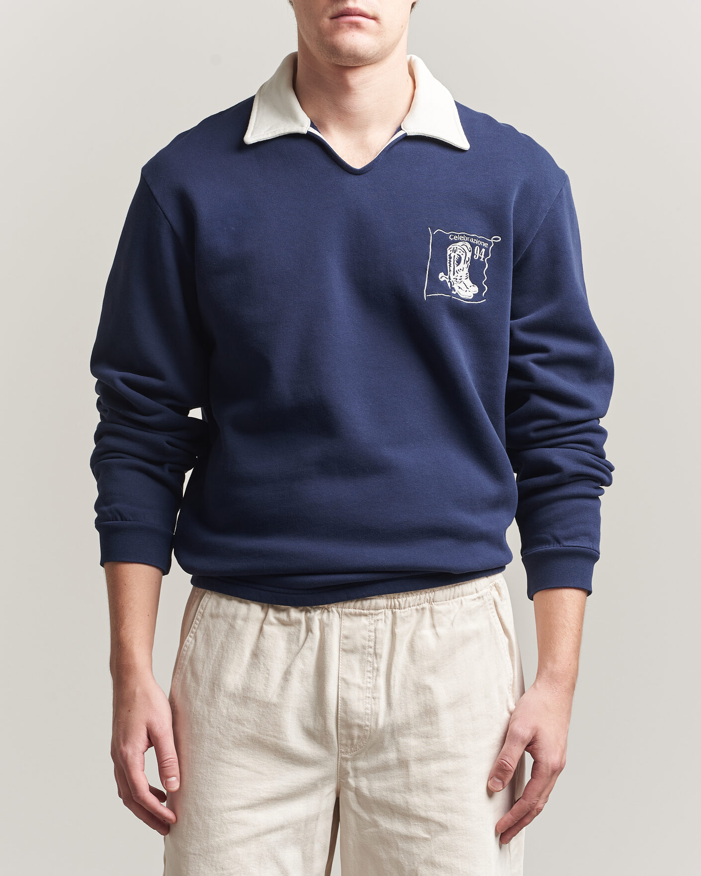 Hombres | Jerséis y prendas de punto | Palmes | Boot Open Rugby Shirt Navy