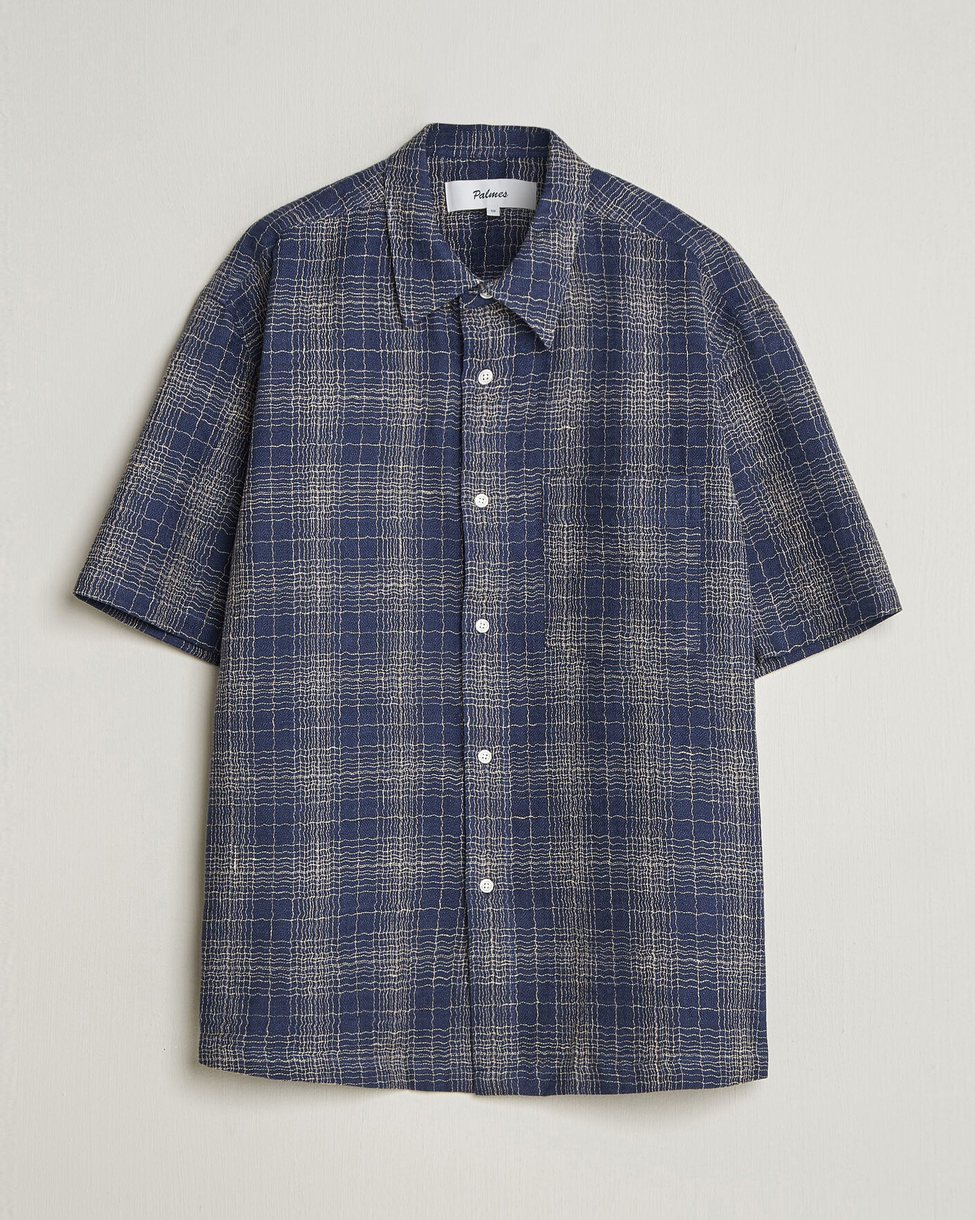 Hombres | Camisas | Palmes | Cotton/Linen Short Sleeve Shirt Navy Check