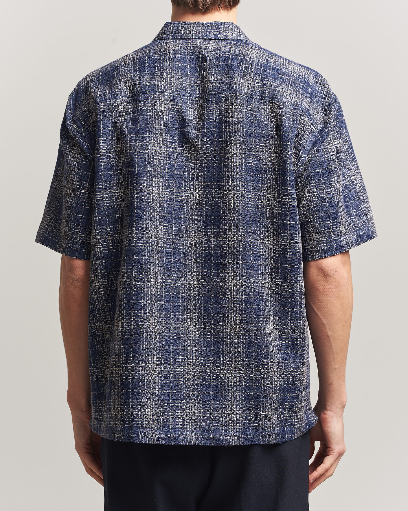 Hombres | Camisas | Palmes | Cotton/Linen Short Sleeve Shirt Navy Check