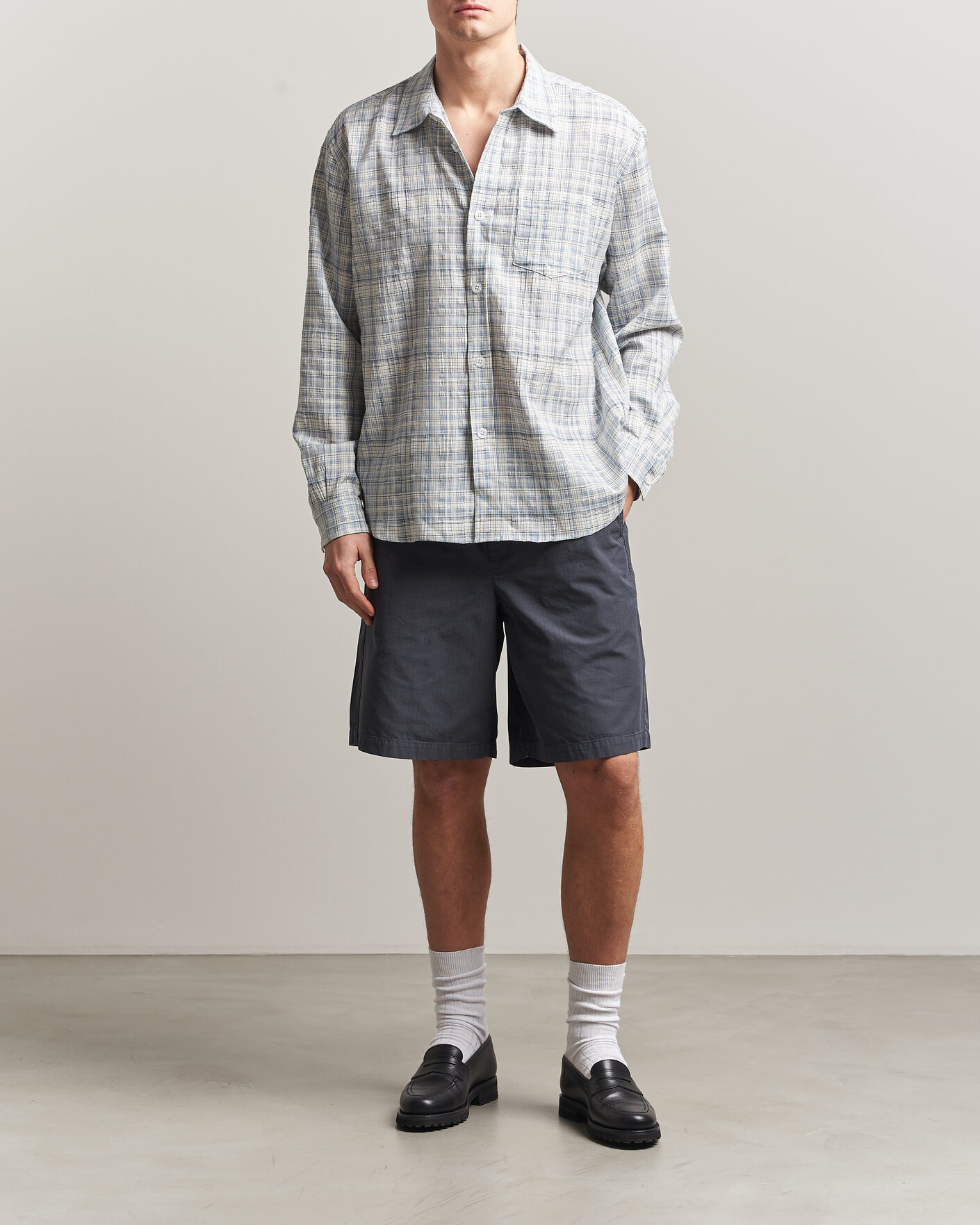Hombres | Camisas | Palmes | Cotton/Linen Shirt Light Blue Check