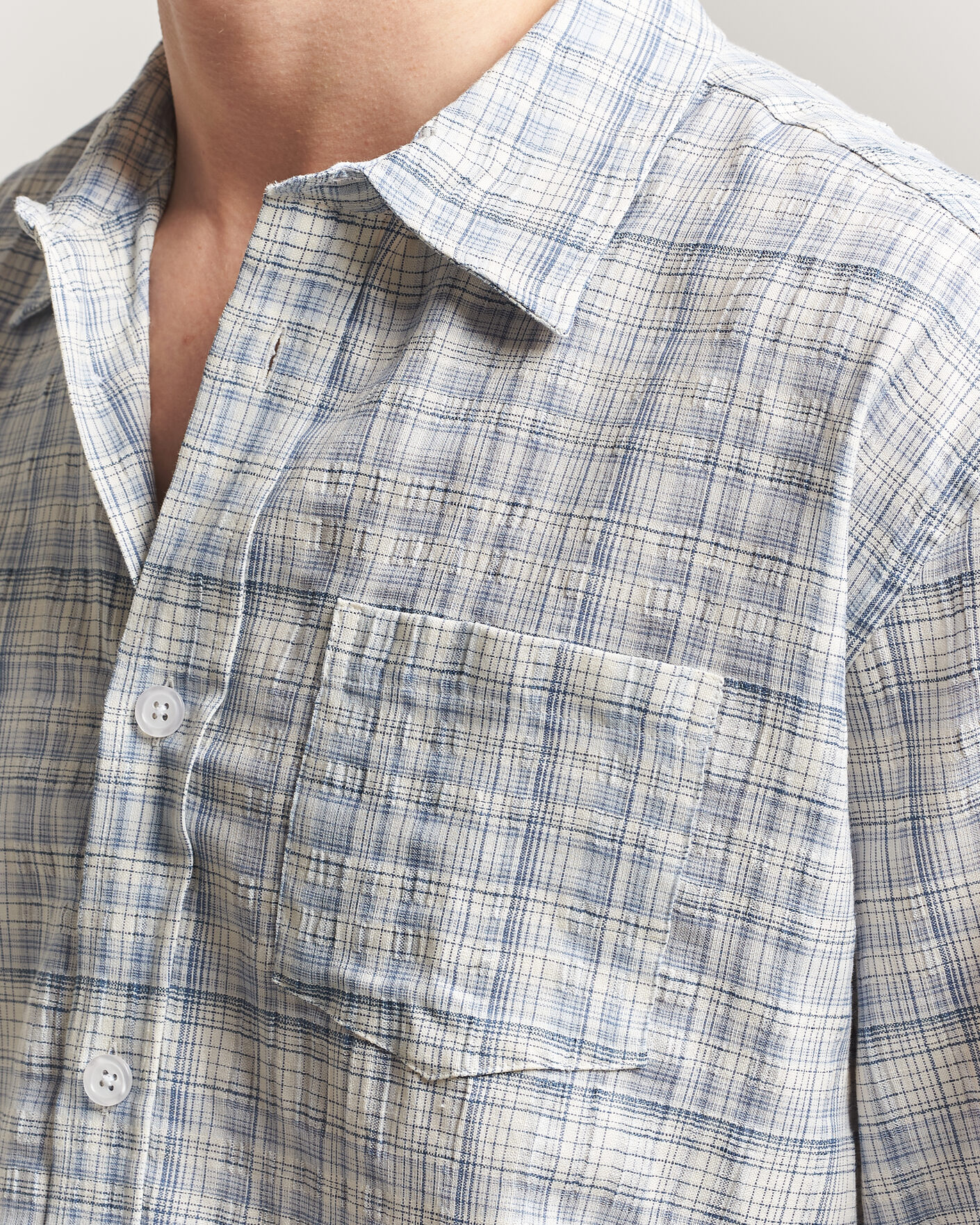 Hombres | Camisas | Palmes | Cotton/Linen Shirt Light Blue Check