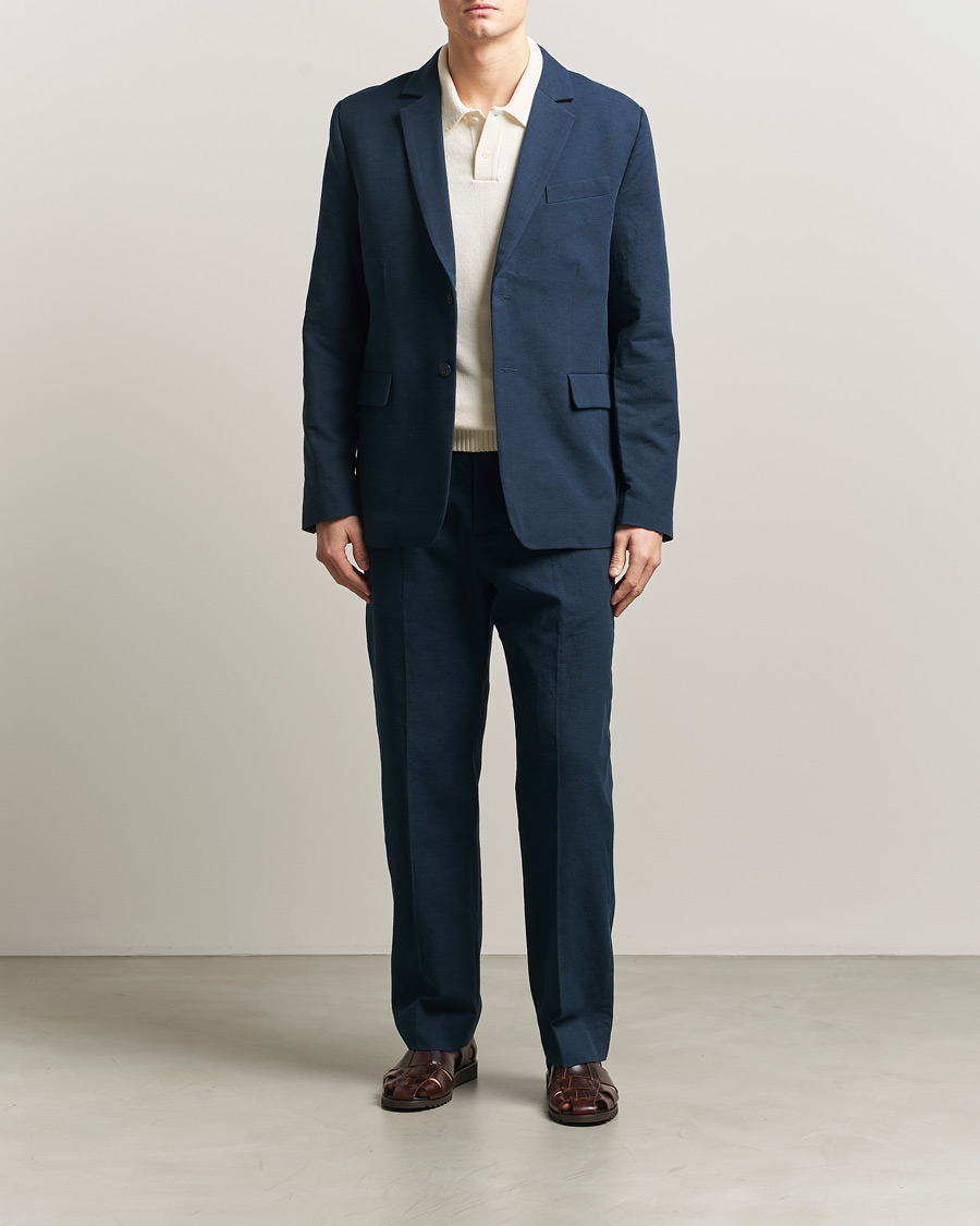Hombres | Blazers | Palmes | Single Breasted Cotton Blazer Navy