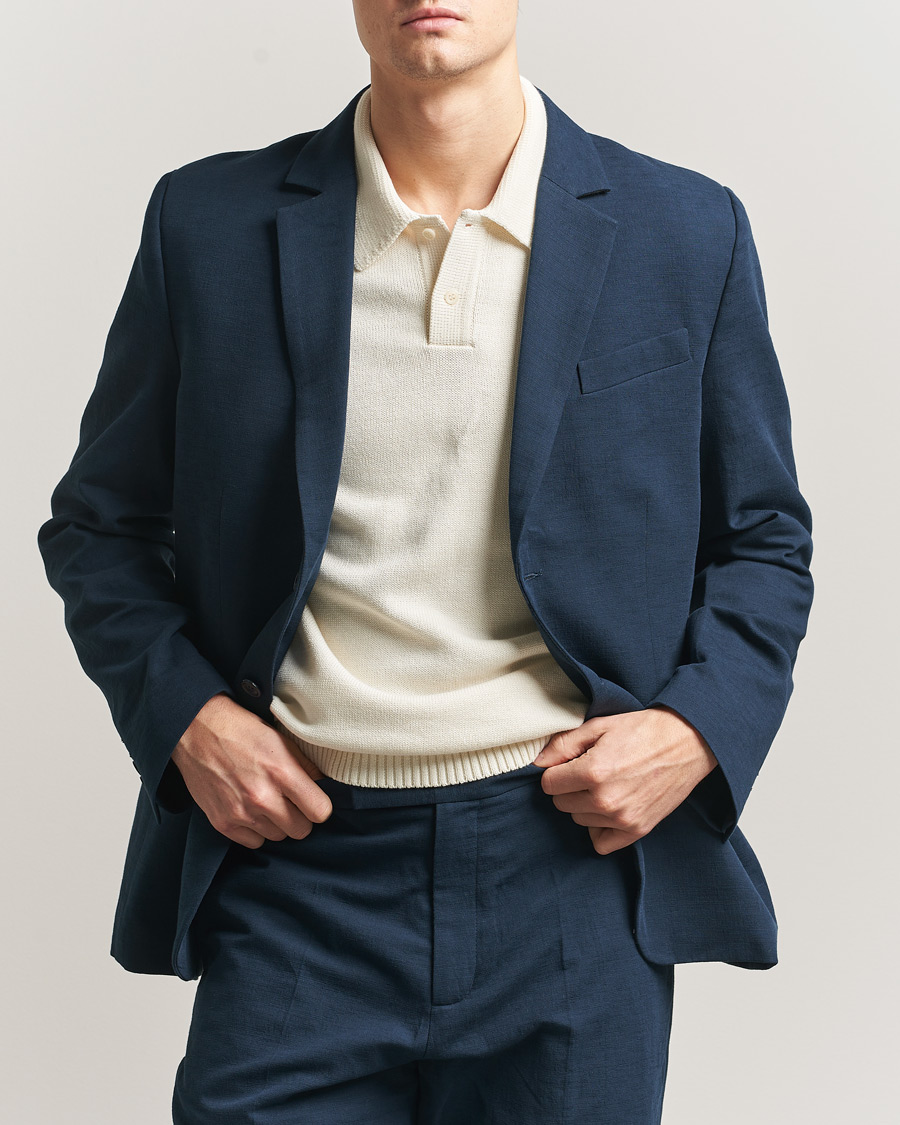 Hombres | Blazers | Palmes | Single Breasted Cotton Blazer Navy