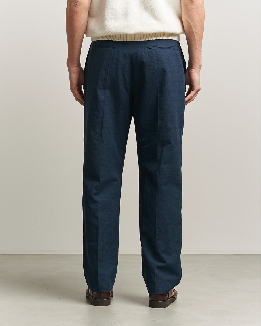 Hombres | Pantalones | Palmes | Pleated Cotton Trousers Navy