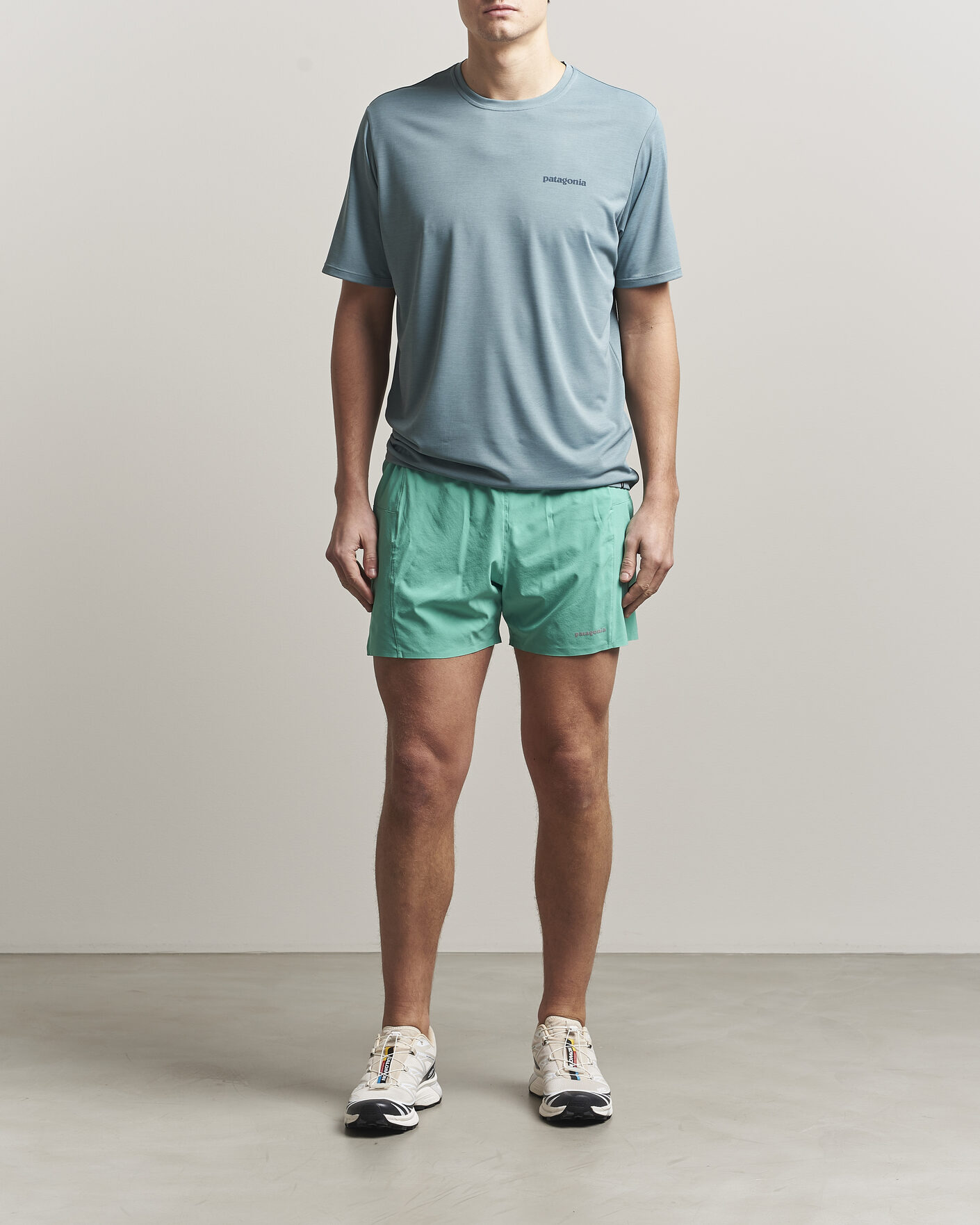 Hombres | Camisetas | Patagonia | Cap Cool Daily Logo T-Shirt Blue Sage