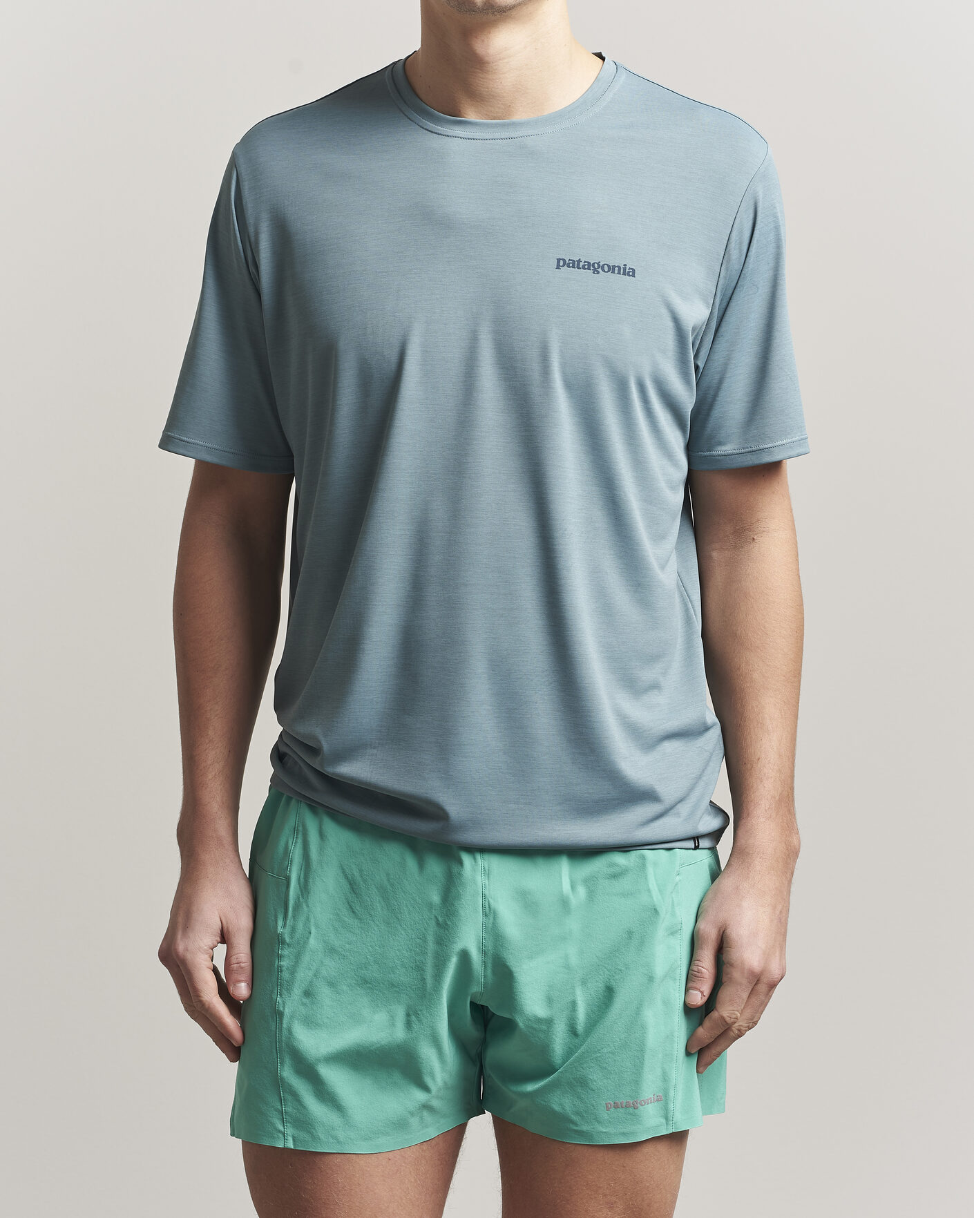 Hombres | Camisetas | Patagonia | Cap Cool Daily Logo T-Shirt Blue Sage