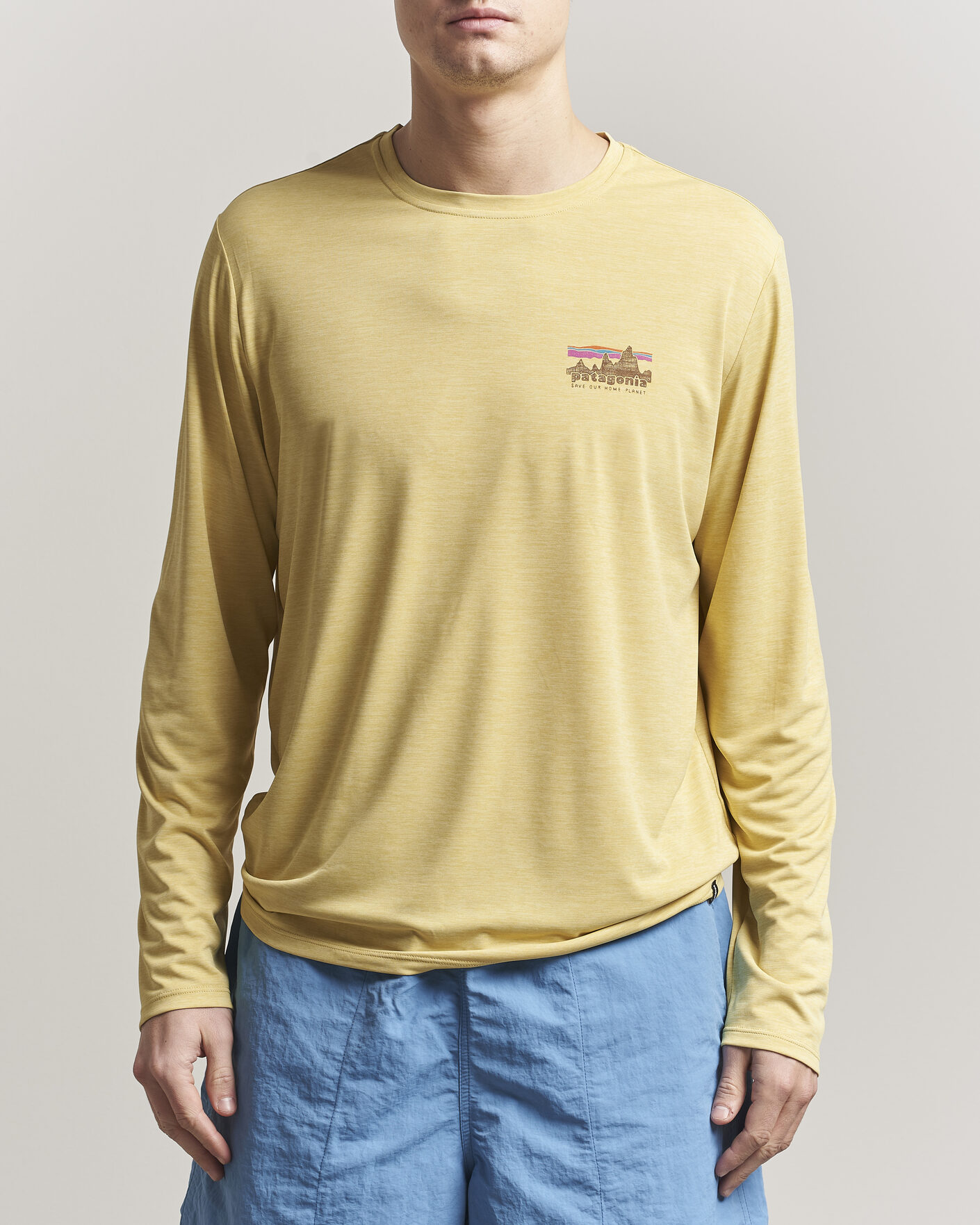 Hombres | Camisetas | Patagonia | 73 Skyline Cap Cool Daily Long Sleeve T-Shirt Yellow
