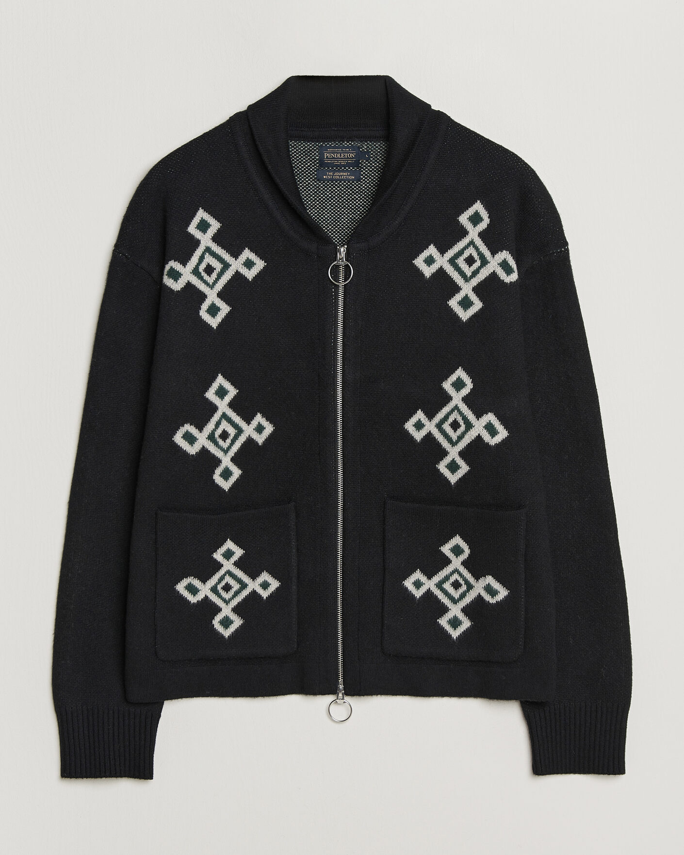 Hombres | Jerséis y prendas de punto | Pendleton | Jacquard Motif Zip Cardigan Midnight
