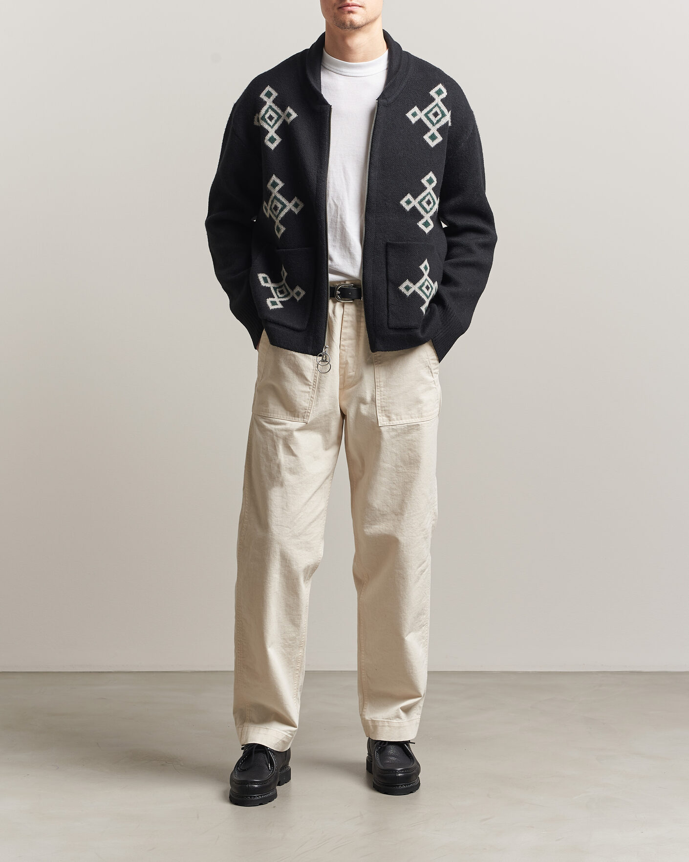 Hombres | Jerséis y prendas de punto | Pendleton | Jacquard Motif Zip Cardigan Midnight