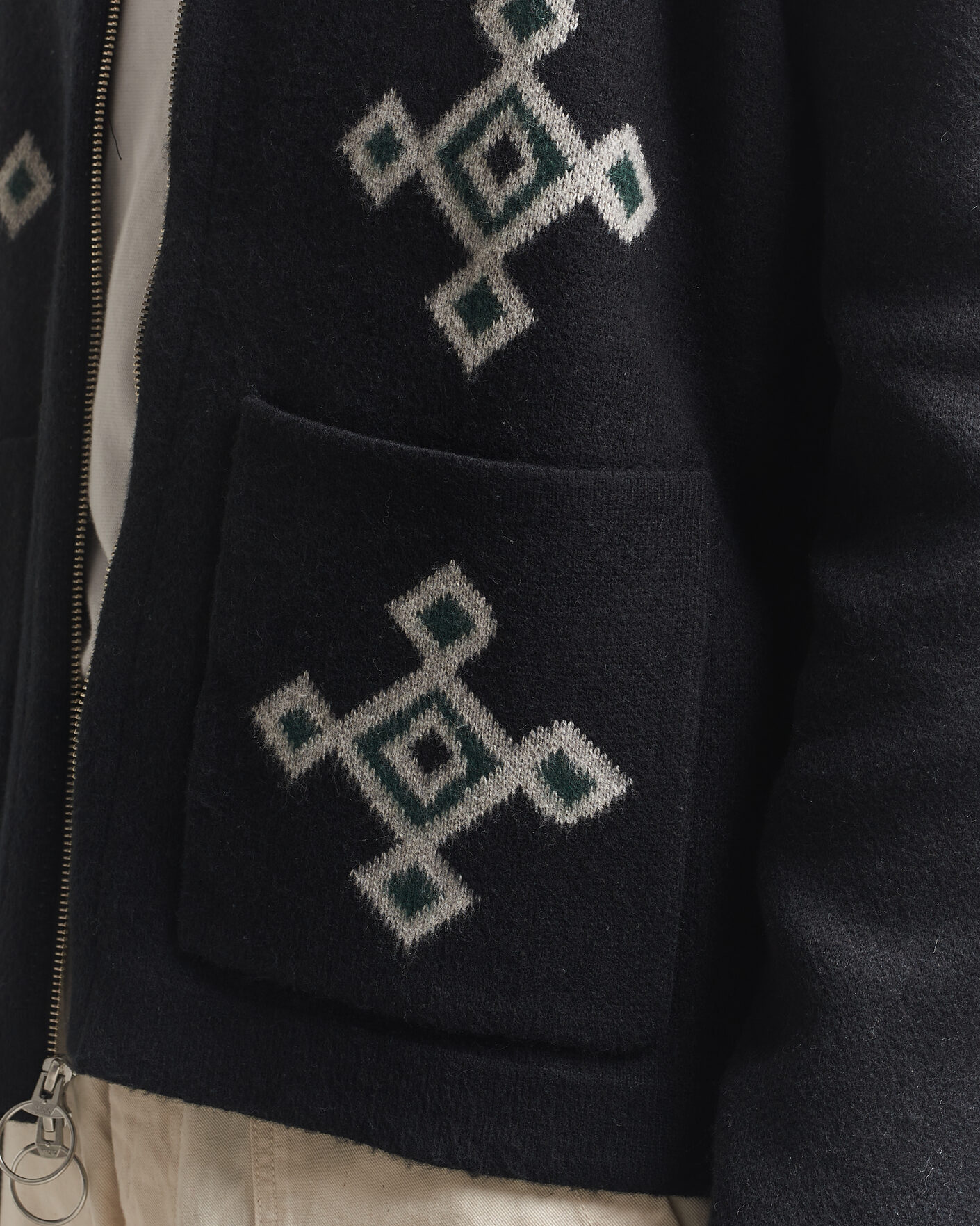 Hombres | Jerséis y prendas de punto | Pendleton | Jacquard Motif Zip Cardigan Midnight