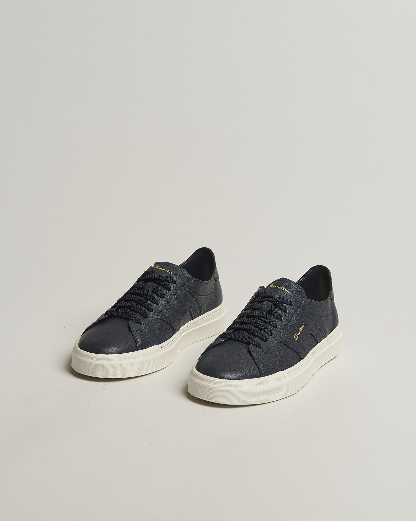 Hombres | Zapatillas | Santoni | Double Buckle Sneakers Navy Calf