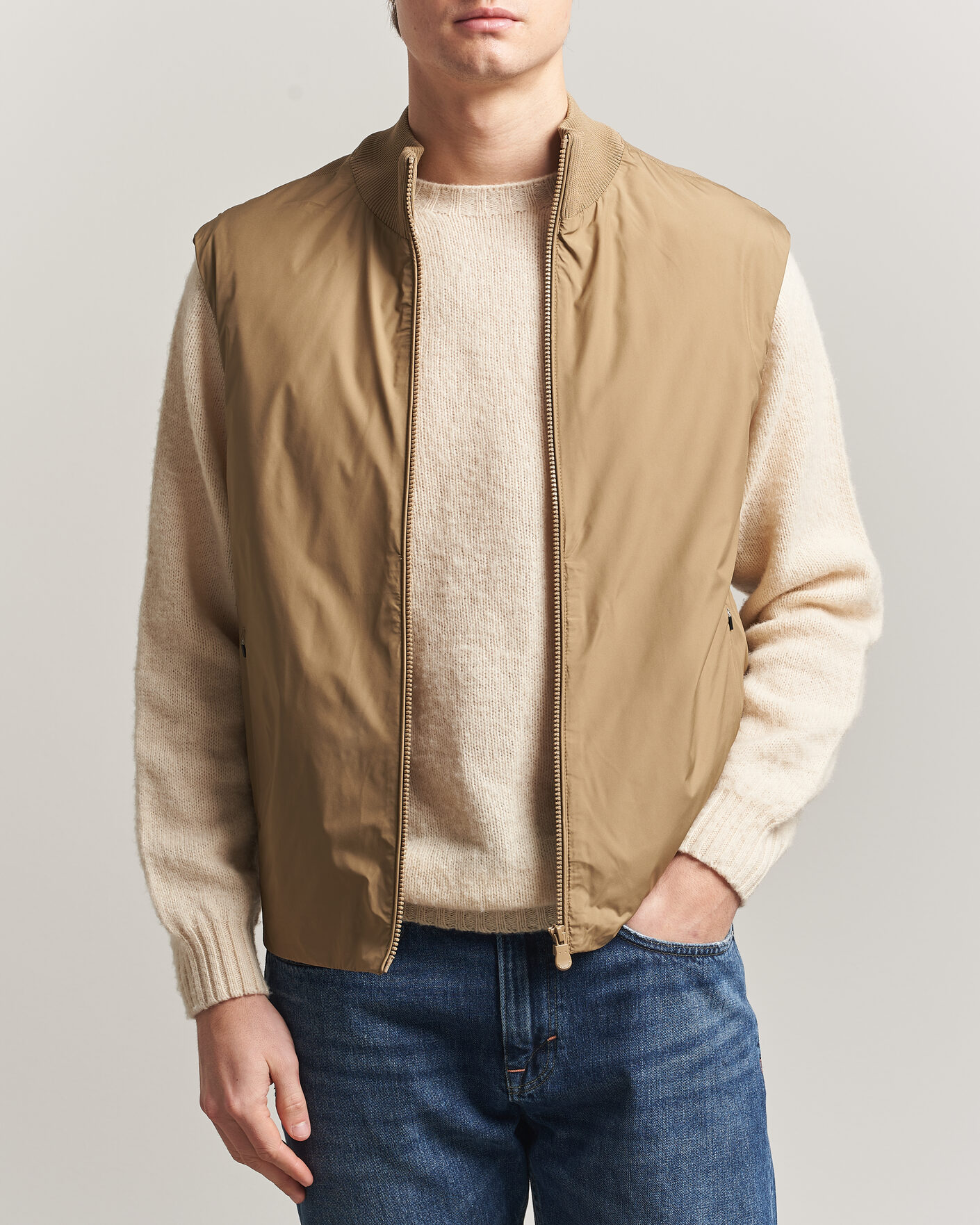 Hombres | Chalecos | Save The Duck | Orris Hybrid Vest Khaki Brown